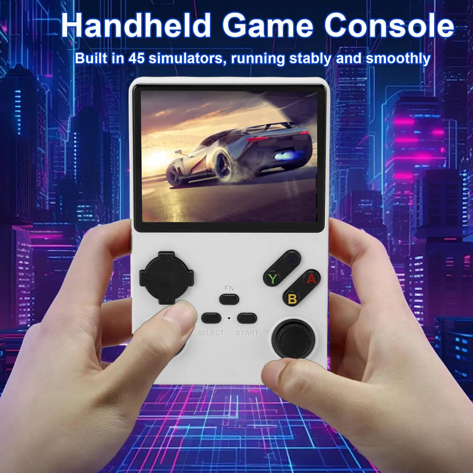 Vikye Consola de Juego Handheld V40 Pro, Consola de Juegos Retro de 3.5in, Clásica Recargable de 3800 MAh Double Joysticks Handheld Gaming Console (White)
