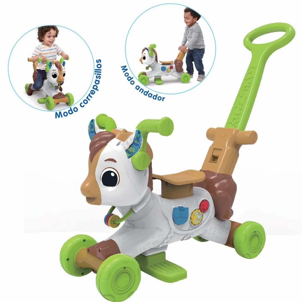 VTech - Caballito bebé Rueda y trota, Andador correpasillos 4-en-1 para bebés +12 Meses, Versión ESP
