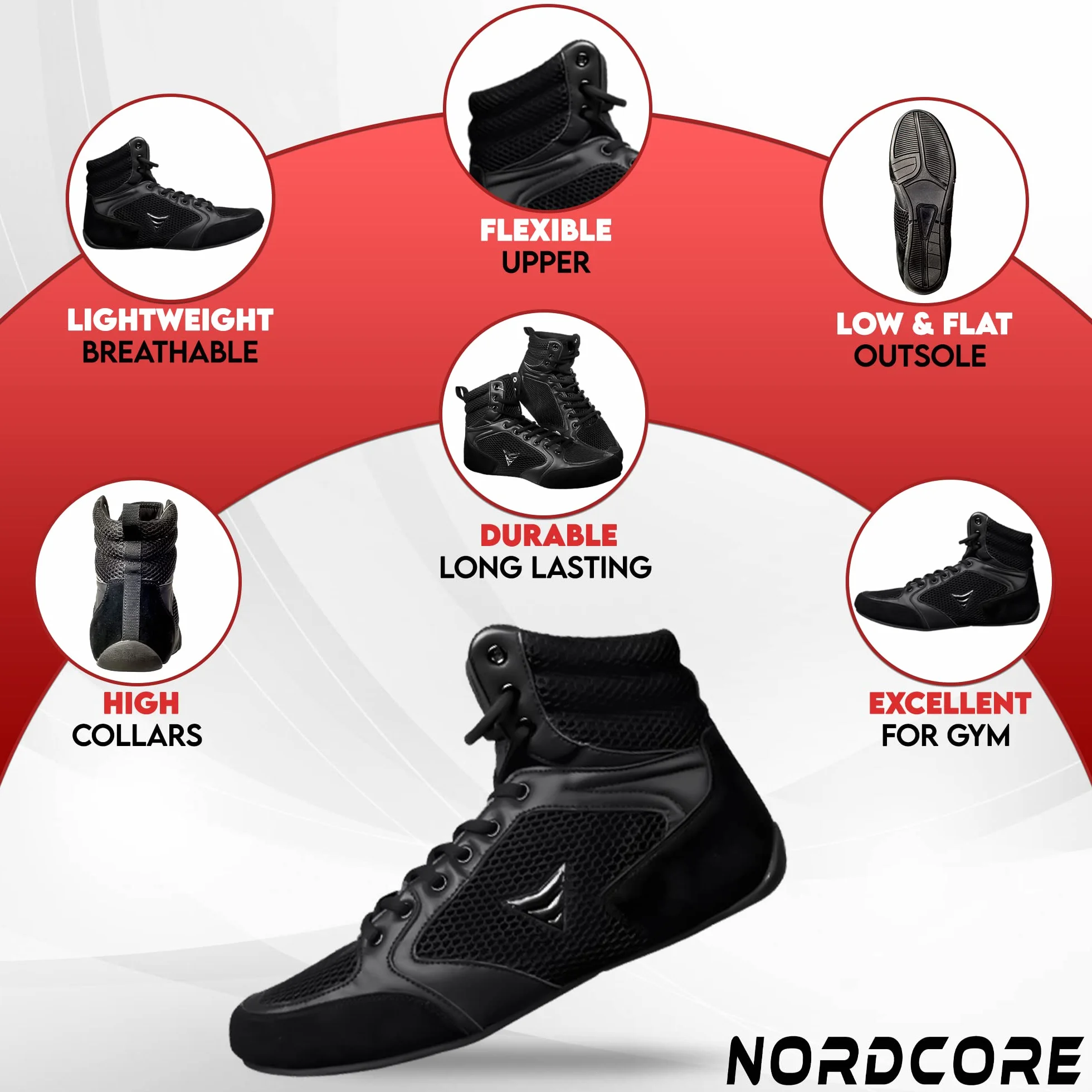 Nordcore Zapatillas de Boxeo Ligeras Alta Tracción Hombre Mujeres