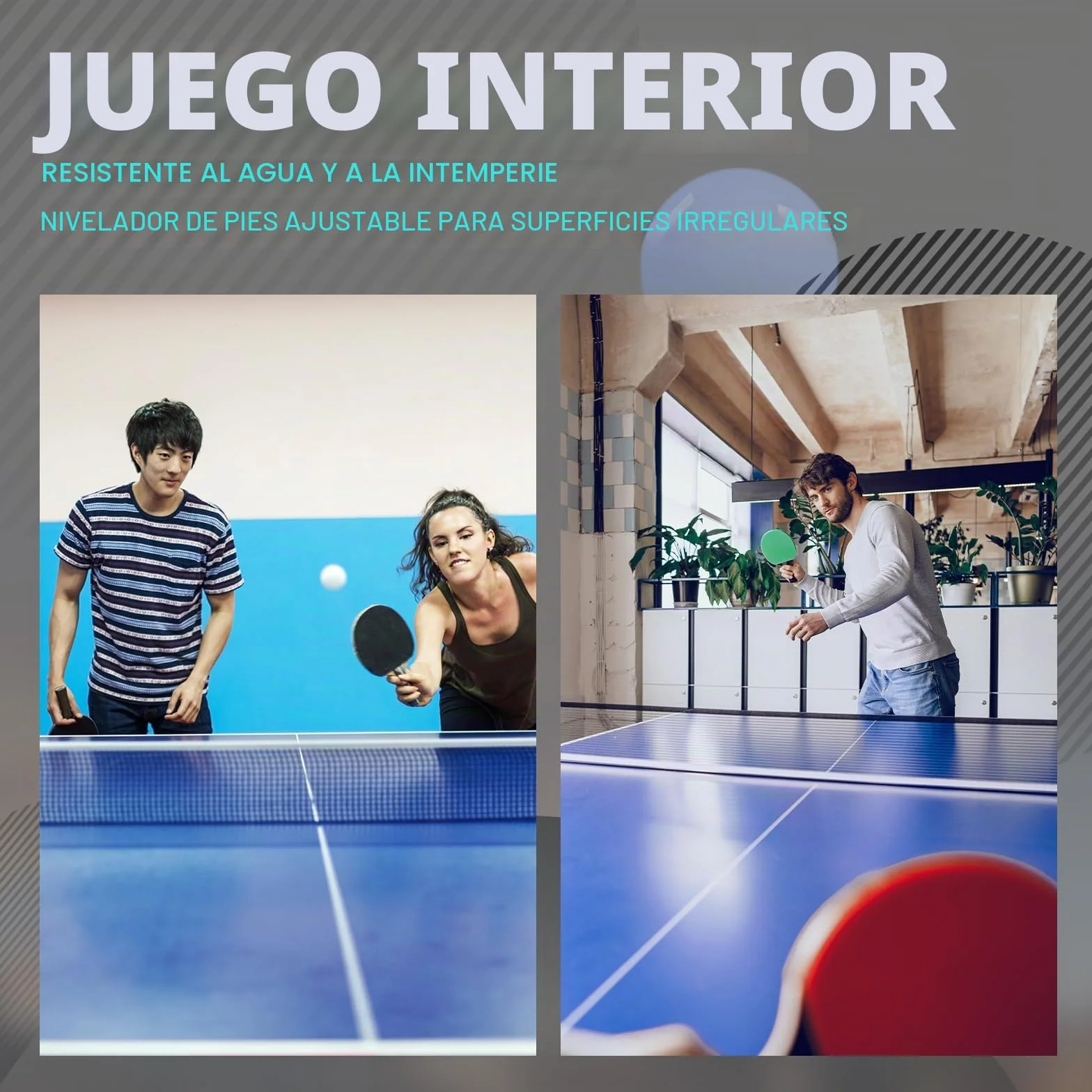 ZERRO Mesa de Ping Pong Plegable 274x152,5x76 cm MDF 15 mm Tamaño Estándar Internacional con Red