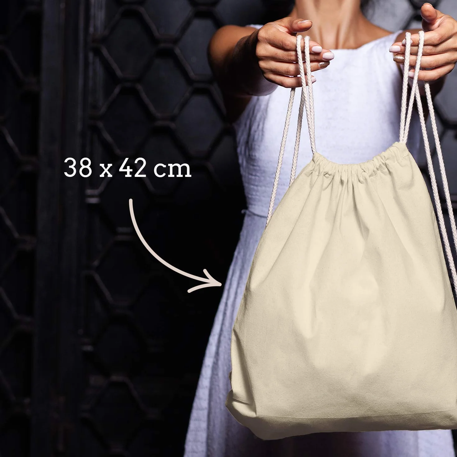 ELES VIDA Bolsa de Deporte de Algodón Certificado Oeko-Tex Bolsa de Cuerdas Gimnasia