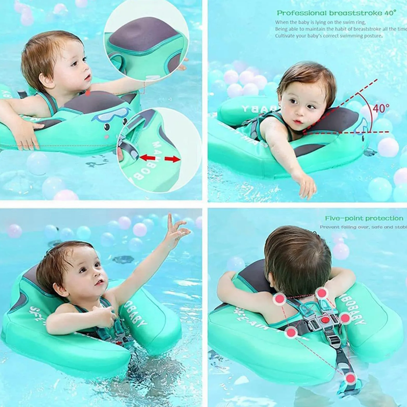 Flotador para Bebés para Natación Flotador Infantil para Piscinas | Flotador Estable con Sombrilla Protectora Solar para Viajes y Verano en Playa o Lago, para Bebés de 3 a 24 Meses