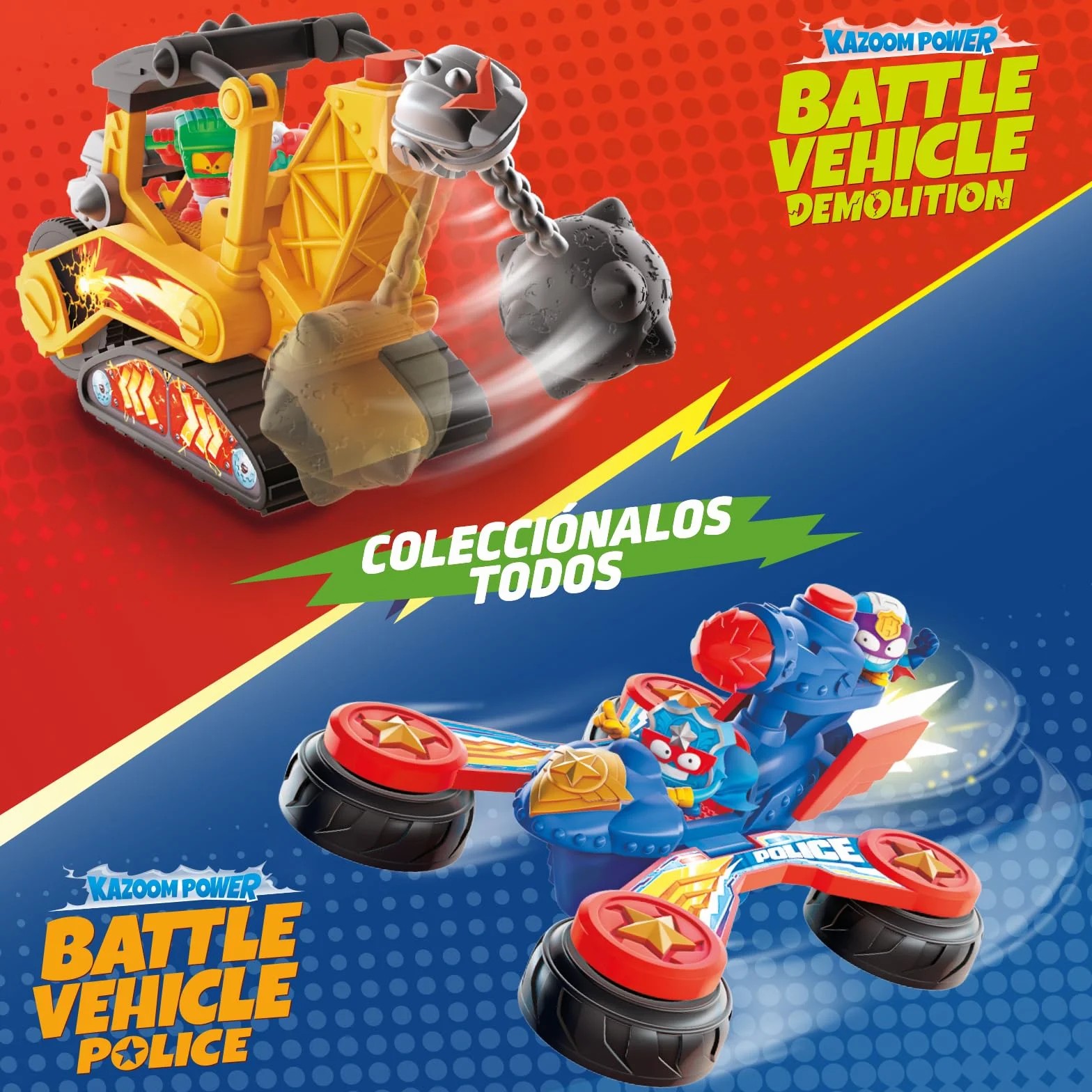 SUPERTHINGS KAZOOM POWE Battle Vehicle Police Vehículo de batalla policía Serie de TV Superthings Kazoom Power 1 Vehículo 2 Figuras Exclusivas 1 Proyectil