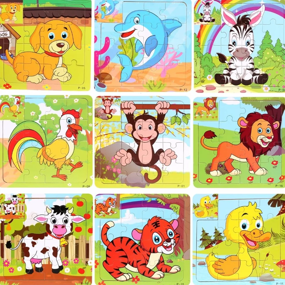 Puzzles Niños de Madera 18 PCS, Regalos Cumpleaños, Mini Juegos, Sorpresas, Envase Individuales