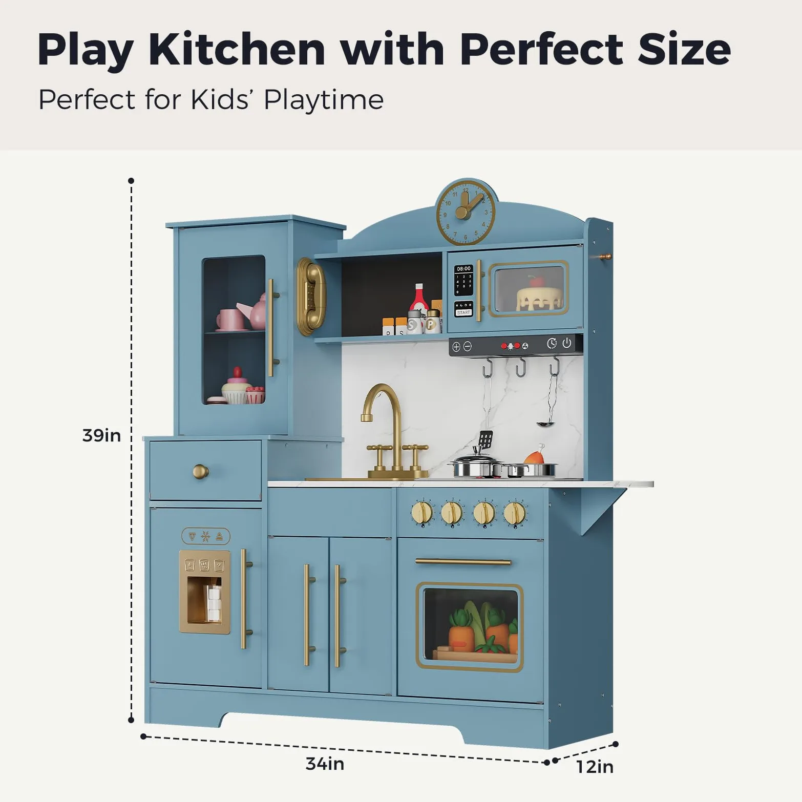 Cocinita Infantil, Cocina Juguete, Cocina Infantil de Madera, Cocina Grande de Imitación con Horno,Microondas y Fregadero,para Niños Desde 3 Años,Cocina de Juguete para Interior/Exterior, 100x86x30cm | Juguete de cocina con juego de cocina, cocina para ni