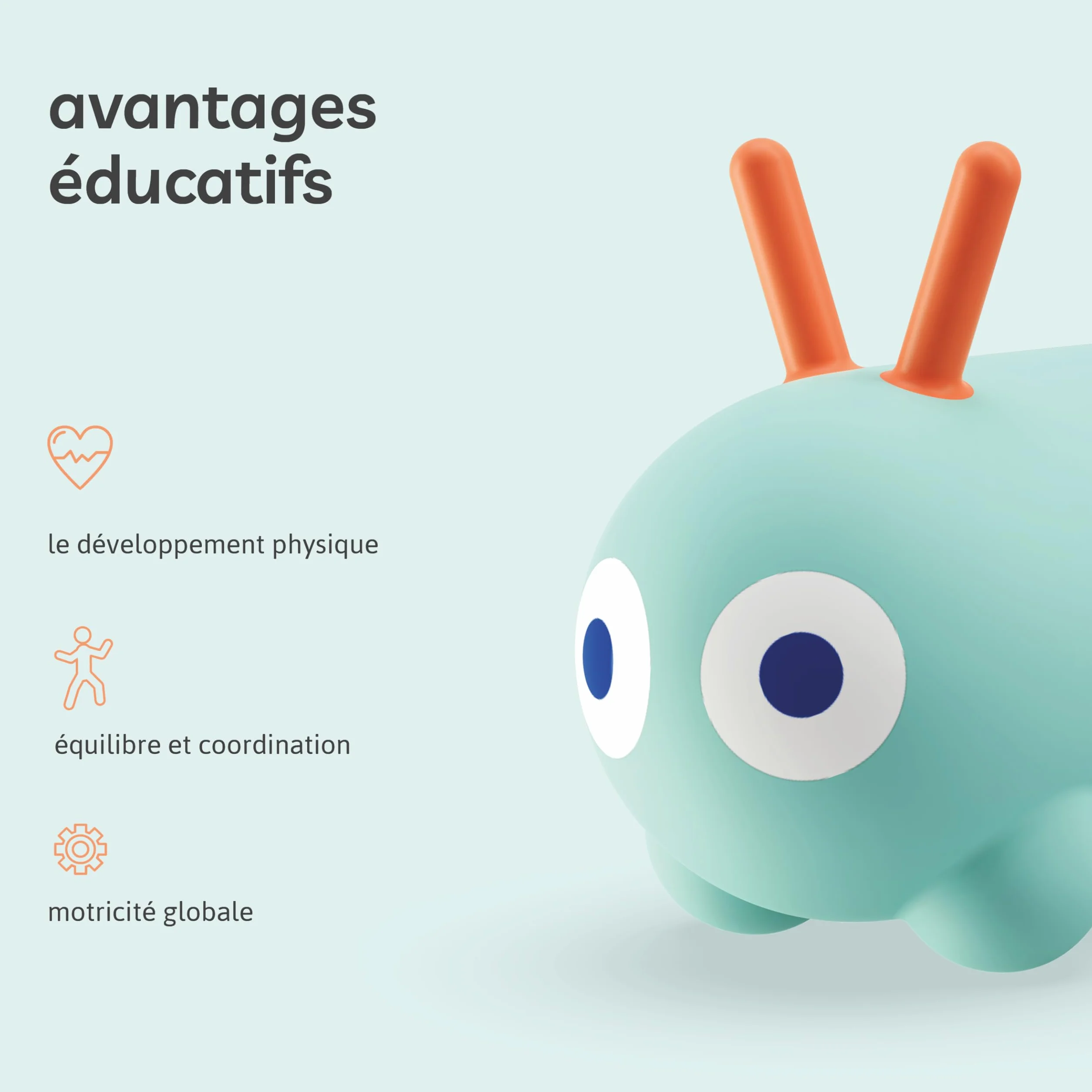 QUUT – Skippi Animal Sauteur – Juguete inflable – interior y exterior – Bomba incluida – 35 x 46 cm – Regalo – Diseño – a partir de 12 meses (verde menta)