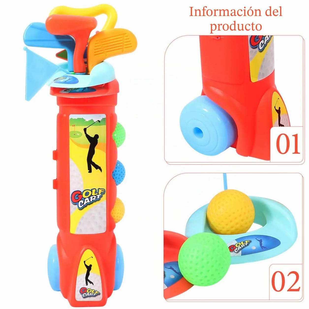 HEMOTON Juego de golf para niños pequeños, maletín de golf para niños, juguete deportivo – Juego de palos de golf para interior y exterior para niños y niñas 2, 3, 4, 5 años