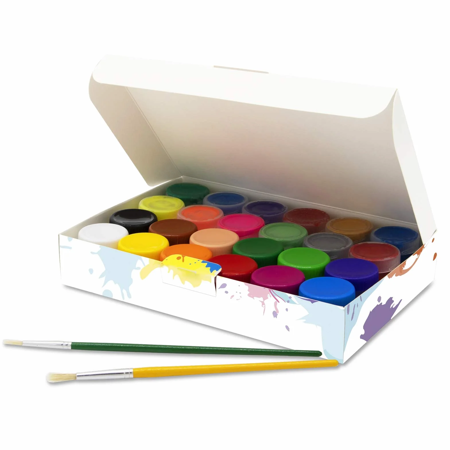 Creative DECO Temperas para Niños Lavable Pintura Dedos Bebes | 24 x 20 ml Botes | No Tóxica | Colores Básicos Fluorescentes Brillantes Metálicos y Neón | para Principiantes y Artistas Navidad