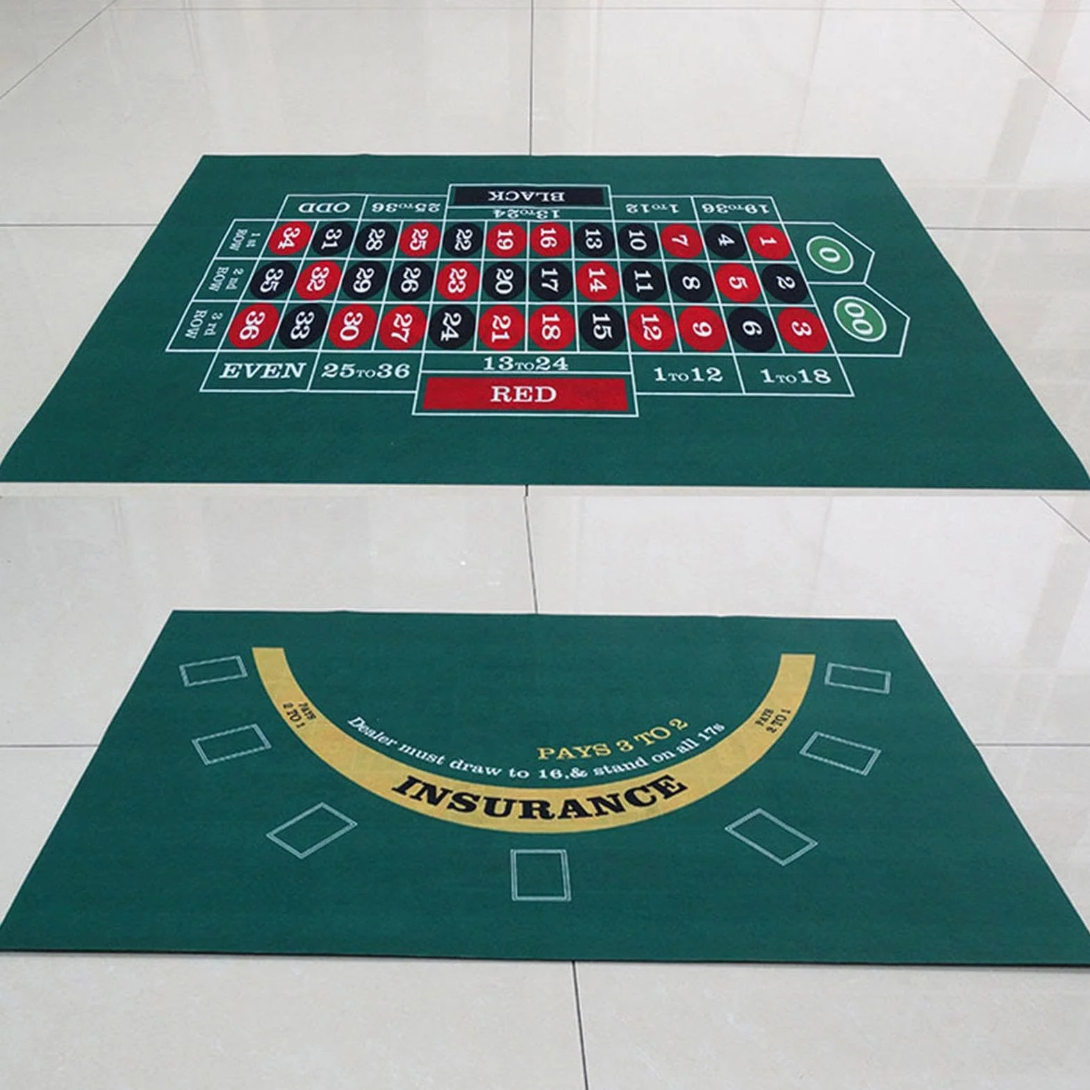 Mantel de Juego de Doble Cara, tapete de diseño de de Doble Cara, tapete de Mesa Disponible en Blackjack, Mantel de reuniones nocturnas, Fieltro de Mesa de Ruleta de Dados, tapete de Tela Verde