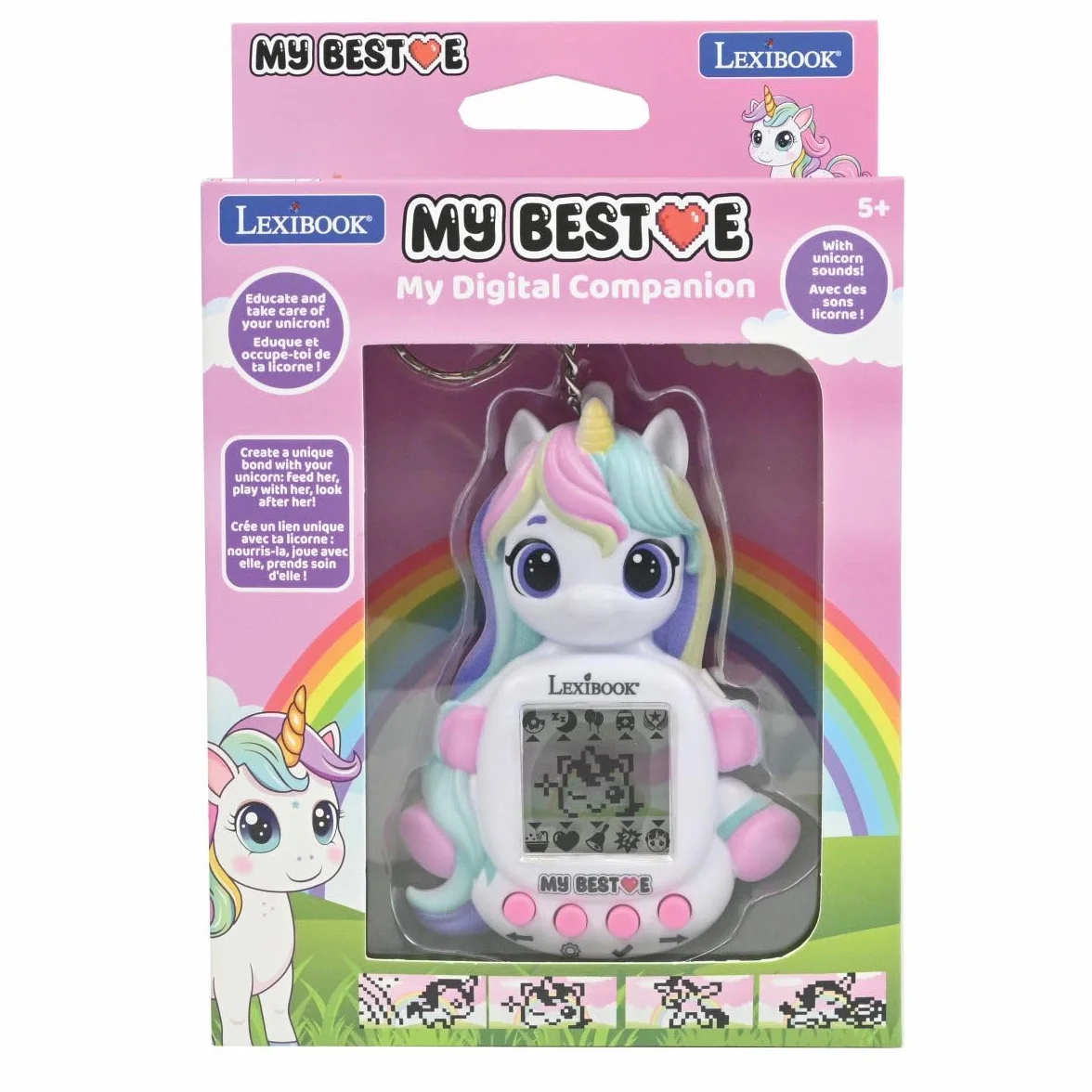 Lexibook, Consola My Best-E Licorne con Pantalla LCD y Llavero, Rosa, JLMBUNI