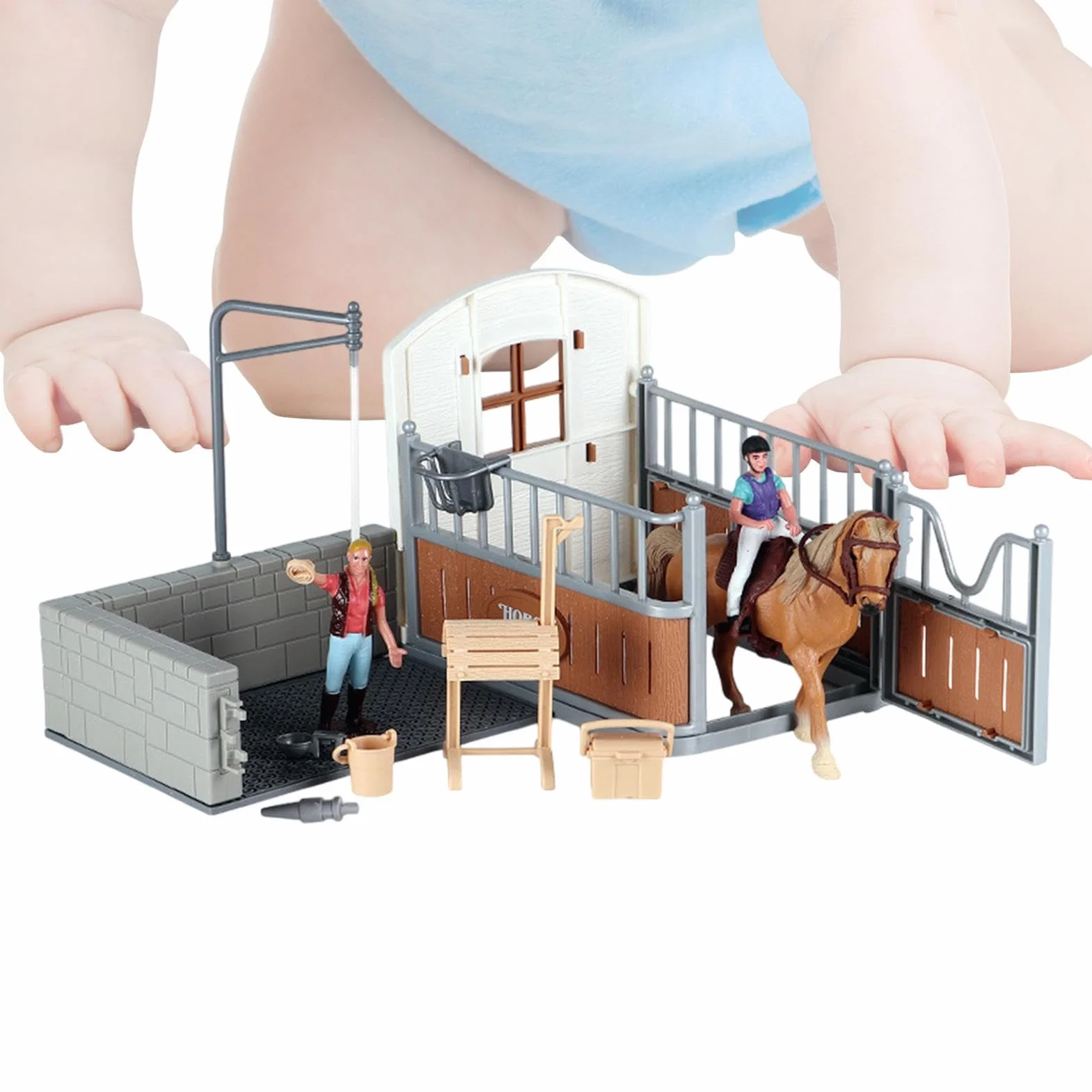 Genérico Juego Estable de Caballos, Modelo Estable de Caballos | Juguetes de Granero Animal de Granja para niñas para niños, Juguetes de Juego de simulacro de simulación para la Pascua, Día del Niño,