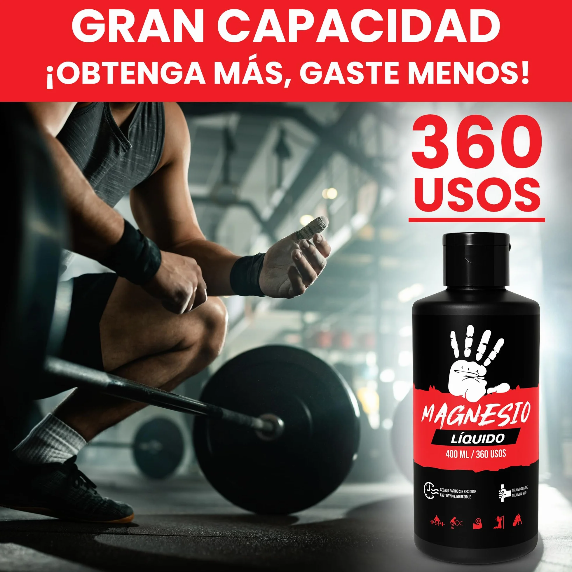 Magnesio Líquido 400ml Chalk Profesional Agarre Crossfit Escalada Calistenia Halterofilia