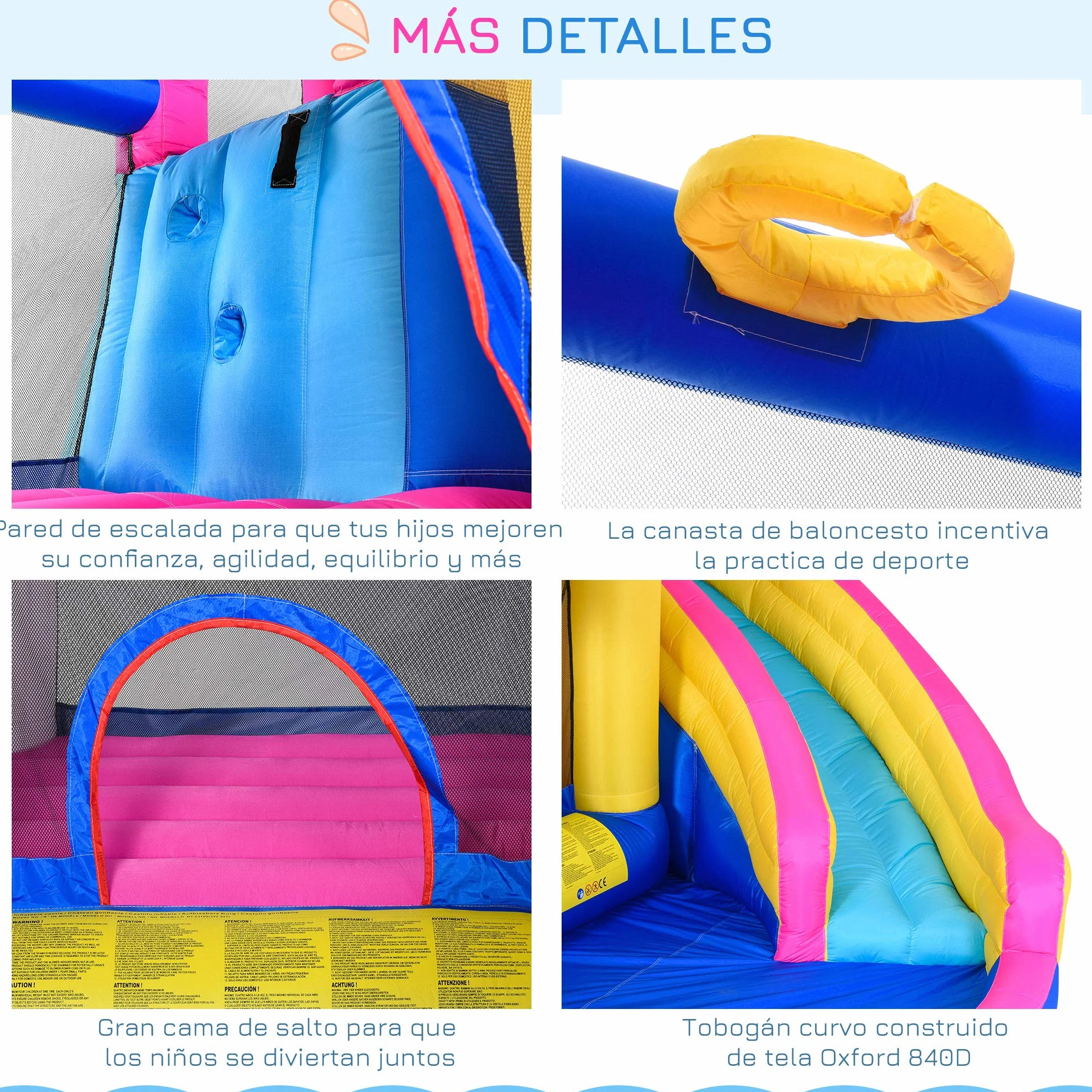 Outsunny Castillo Hinchable para Niños Castillo Inflable Infantil en Forma de Unicornio Parque Acuático con Tobogán Piscina Cama de Salto Inflador y Bolsa de Transporte 360x305x210 cm para 3-8 Años