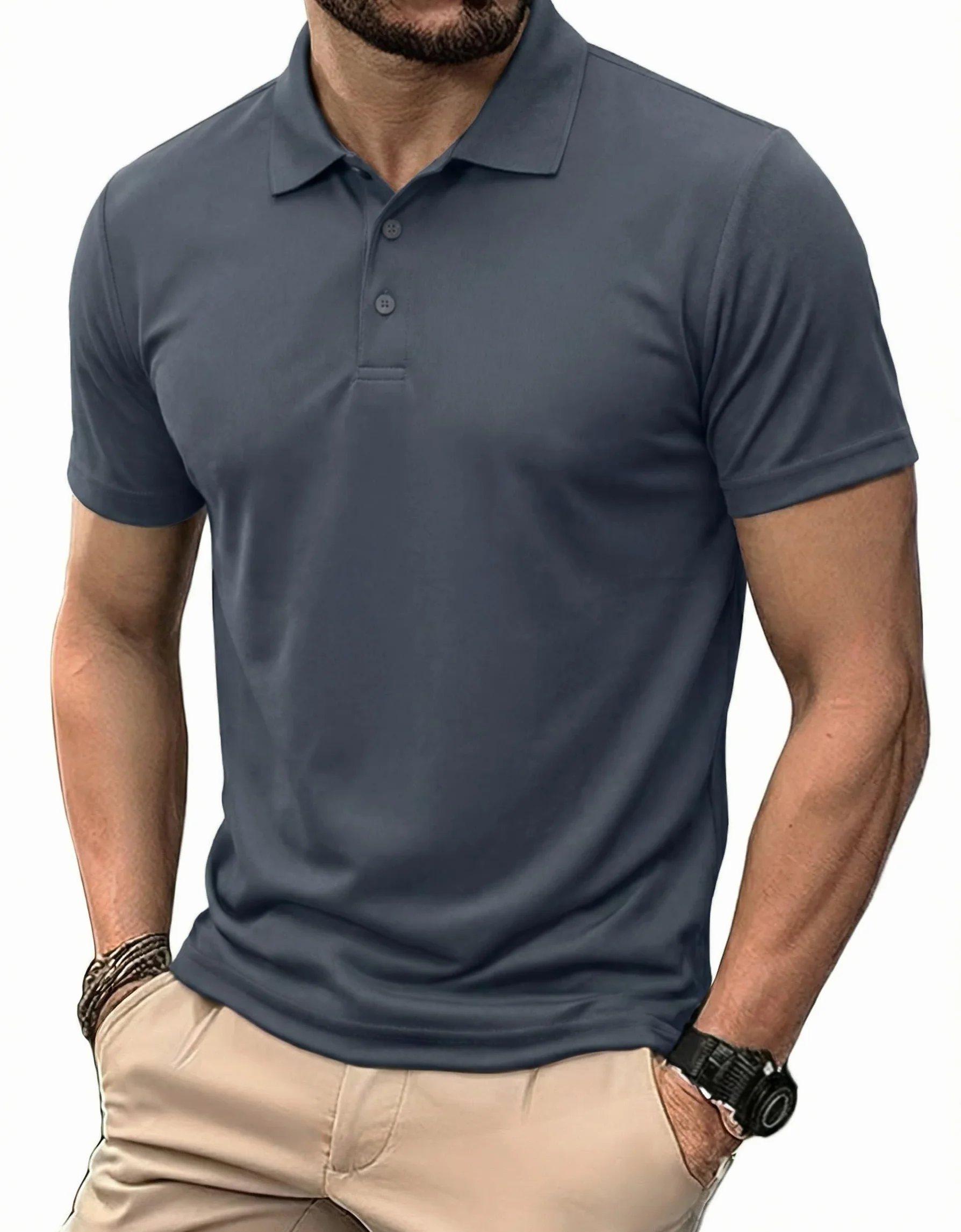 PINSPARK Polo Deportivo Hombre Manga Corta Tejido Absorbente de Sudor Secado Rápido Ligero