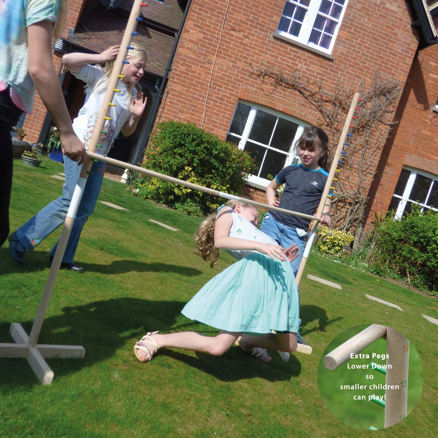 Garden Games Juego Limbo de Madera en una Bolsa- Limbo de Madera - Nuevo diseño más Fuerte con Clavijas más Bajas para Todas Las Edades