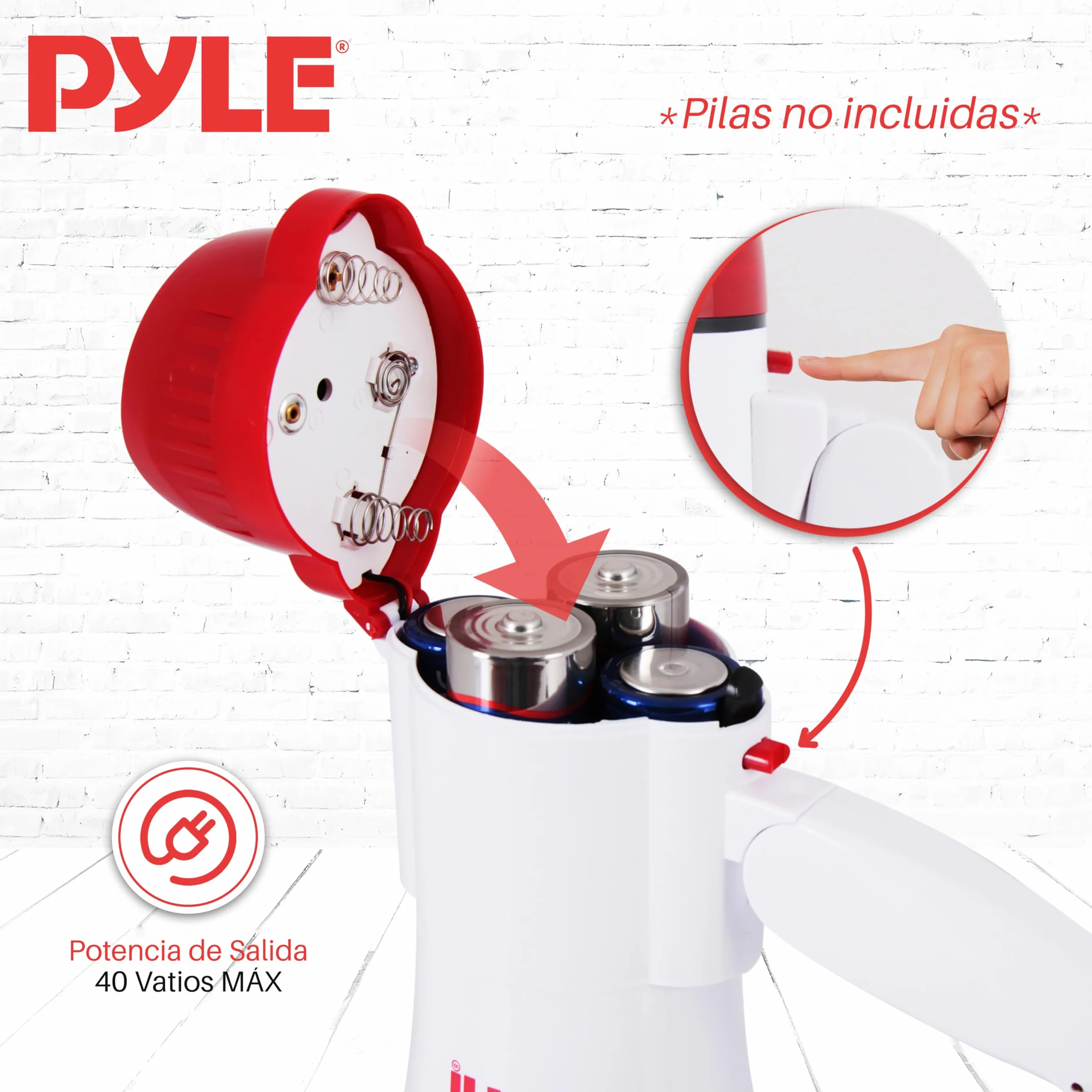 Pyle Megafono Portatil Sirena Control de Volumen Microfono Interiores Exteriores
