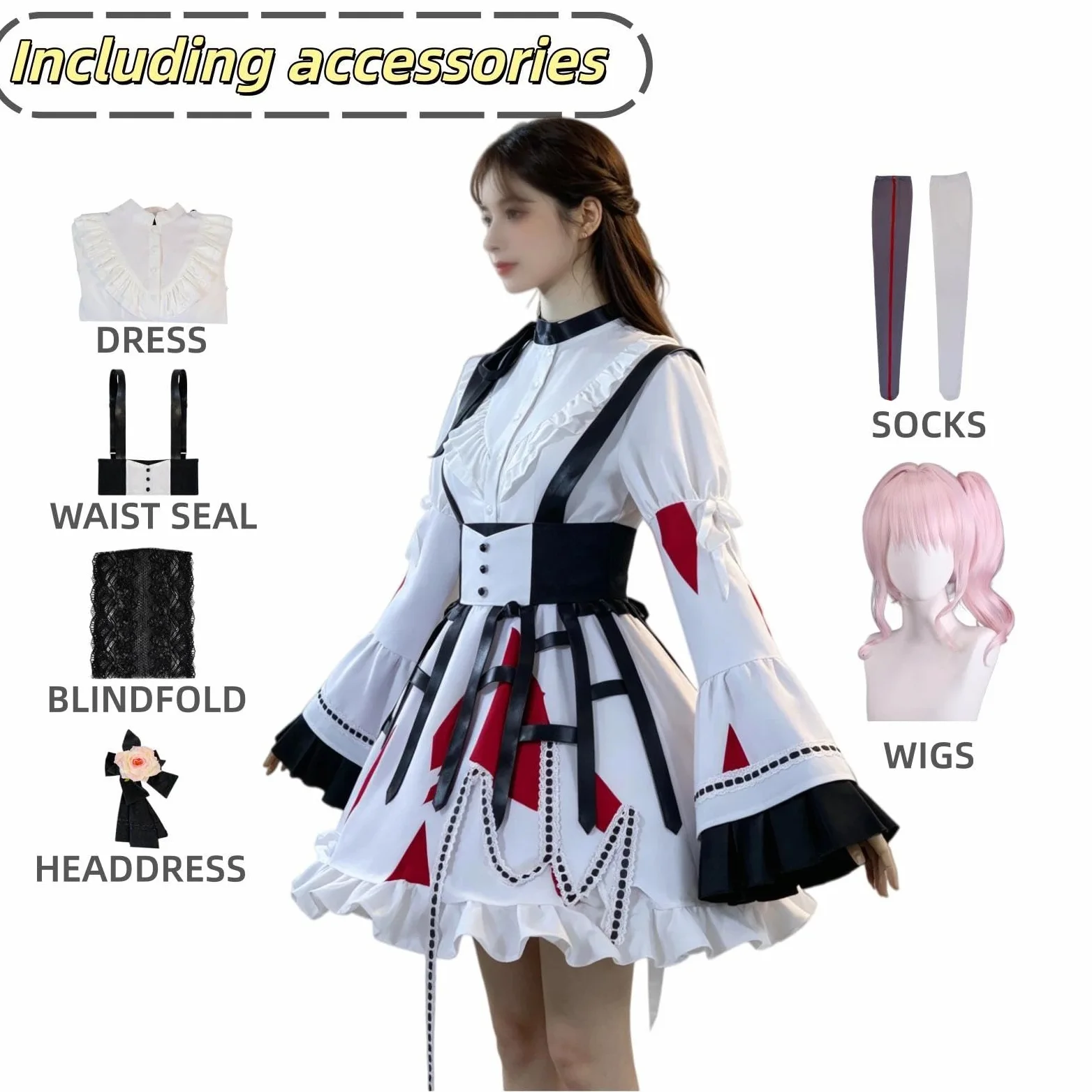 Disfraz de Cosplay de Estilo Uniforme de Banda Juvenil de Anime Akiyama Mizuki, Disfraz de Juego de Roles de Fiesta de Halloween para Comic Con y Evento de Cosplay