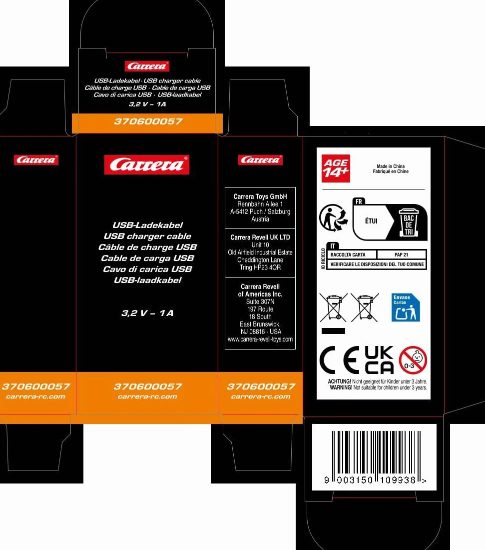 Carrera - 370600057 - Cable de Carga 1A para baterías de LiFePo4 3,2V