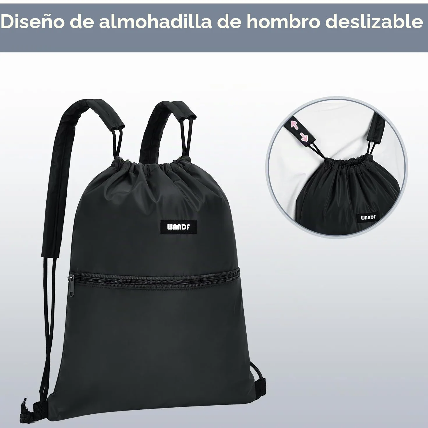 WANDF Mochila de Gimnasio con Cordones Ajustable y Acolchado para Hombres y Mujeres
