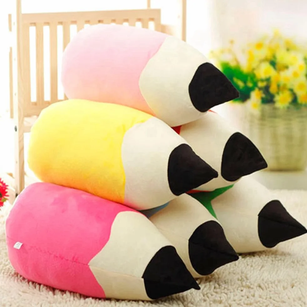 Almohada Tipo Lápiz, Almohada de Felpa para el Aula para Niños, Rincón de Lectura, Cojín de Regreso A la Escuela, Cojín de Regalo para Maestros para la Habitación D