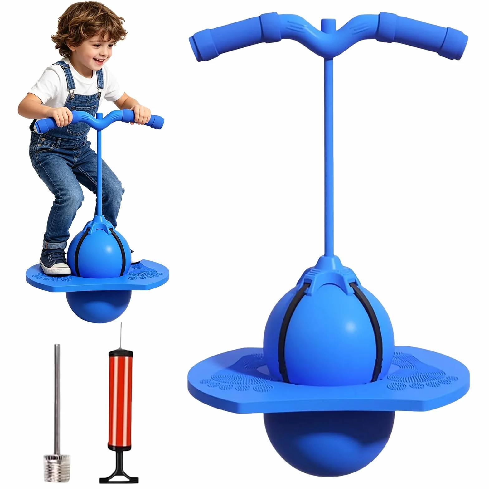 Balón Saltarín Equilibrio Niños Balance Jumping Ball Pelota Saltarina con Asa Antideslizante Pelota Saltarina con Mango para Interior Exterior Gimnasio Hogar Sala de Estar