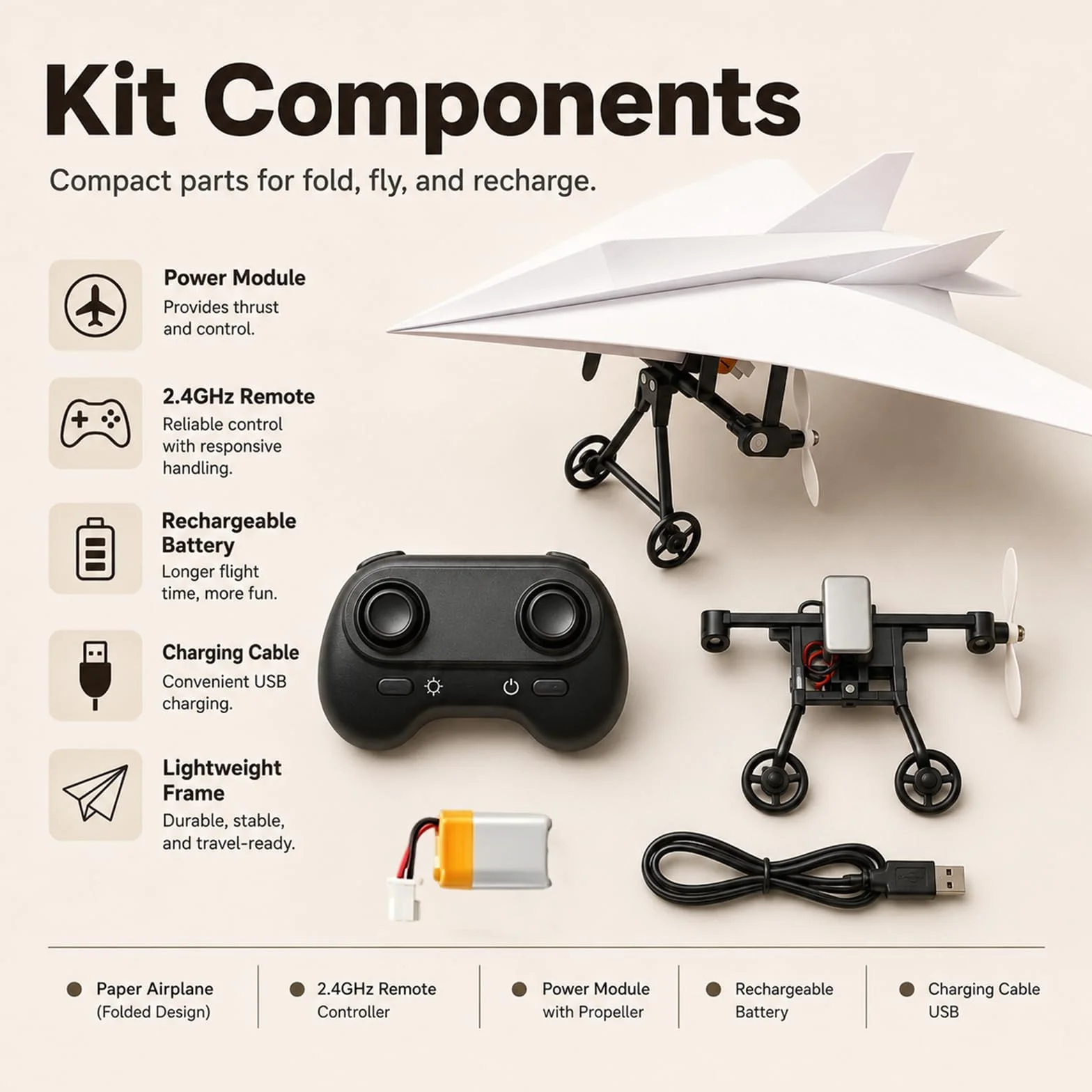 Genérico RC Paper Airplane Kit with Gyro Stabilizer, Remote Control Airplane, DIY RC Airplanes Kit, Foldable Lightweight Glider Tool for Hobbyists and Beginner Flyers (Three Batteries)