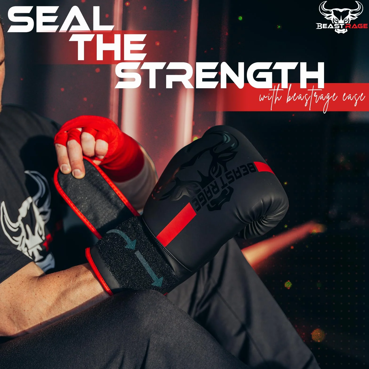 Beast Rage Guantes de Boxeo Pro Impact Entrenamiento Sparring Muay Thai MMA Kickboxing Saco Pesado