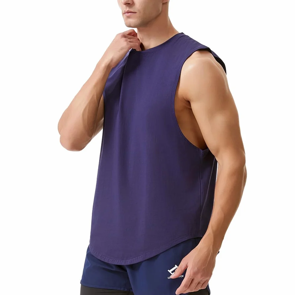 Camiseta sin Mangas de Algodón para Hombre Entrenamiento Gimnasio