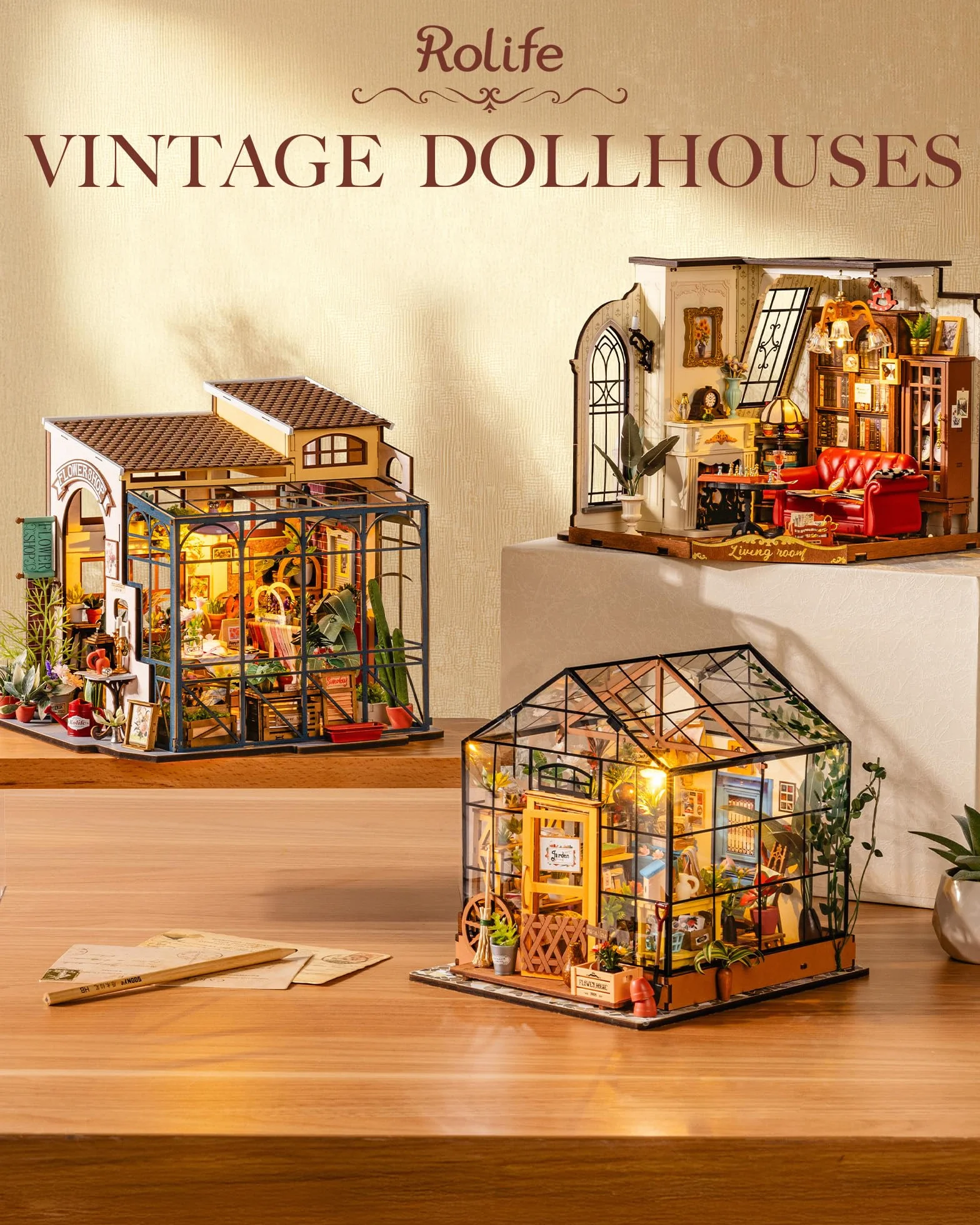 Rolife Casa de Muñecas en Miniatura La Floristería de Emily Casa de Muñecas de Madera para Adultos Book Nook Librería Decoración del Hogar Regalo Cumpleaños
