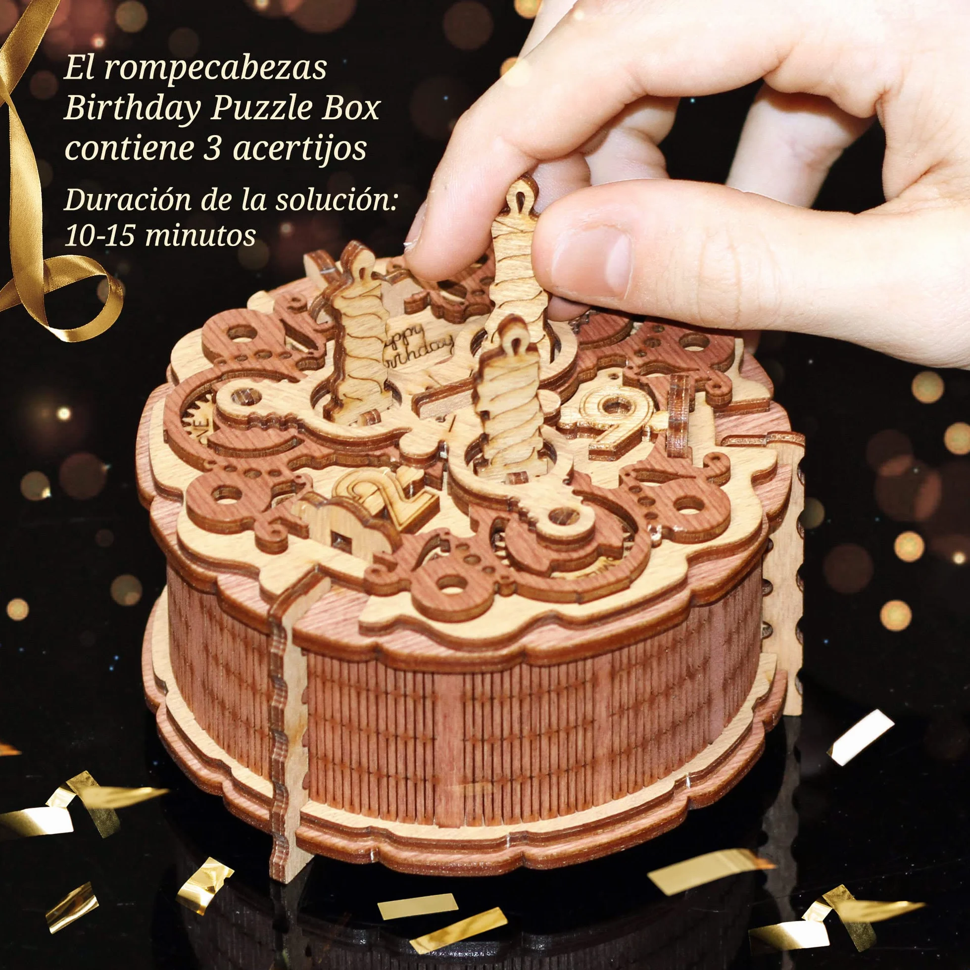 iDventure Birthday Puzzle Box - Regalo para cumpleaños Individual - Caja Secreta Japonesa - Caja misteriosa para Dinero - Puzzle 3D de Madera - Regalos Hucha Originales - Rompecabezas para Adultos