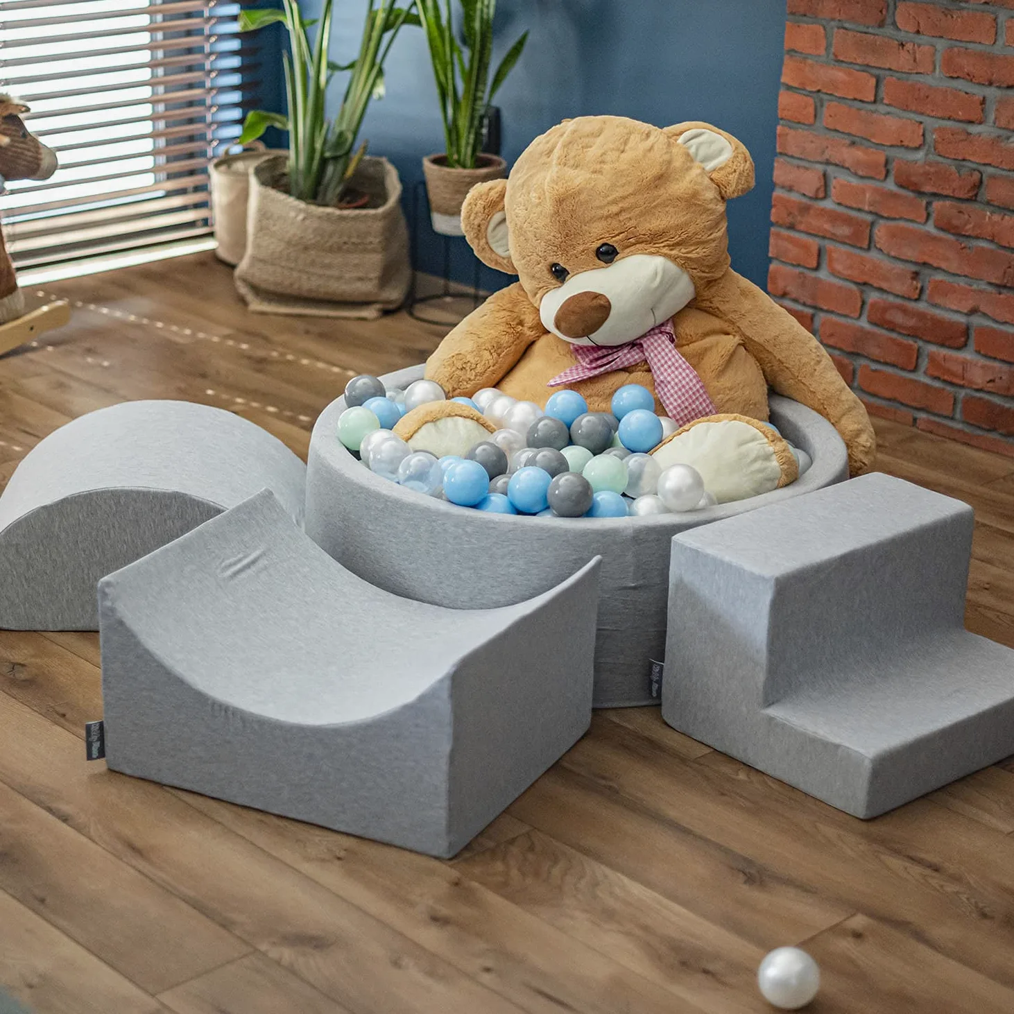 KiddyMoon Terciopelo Piscina De Bolas 90X30/SIN Bolas para Ninos, Beige De Arena