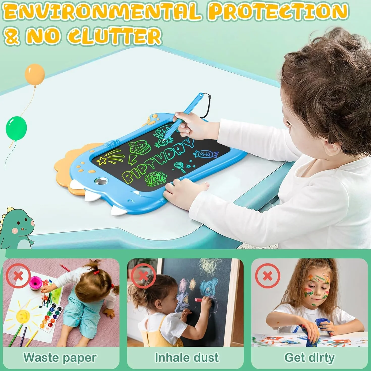 Kizmyee Tableta de escritura LCD para niños, tablero de dibujo de 8.5 pulgadas, juguete educativo, pizarra borrable, para niños de 3 a 8 años de edad