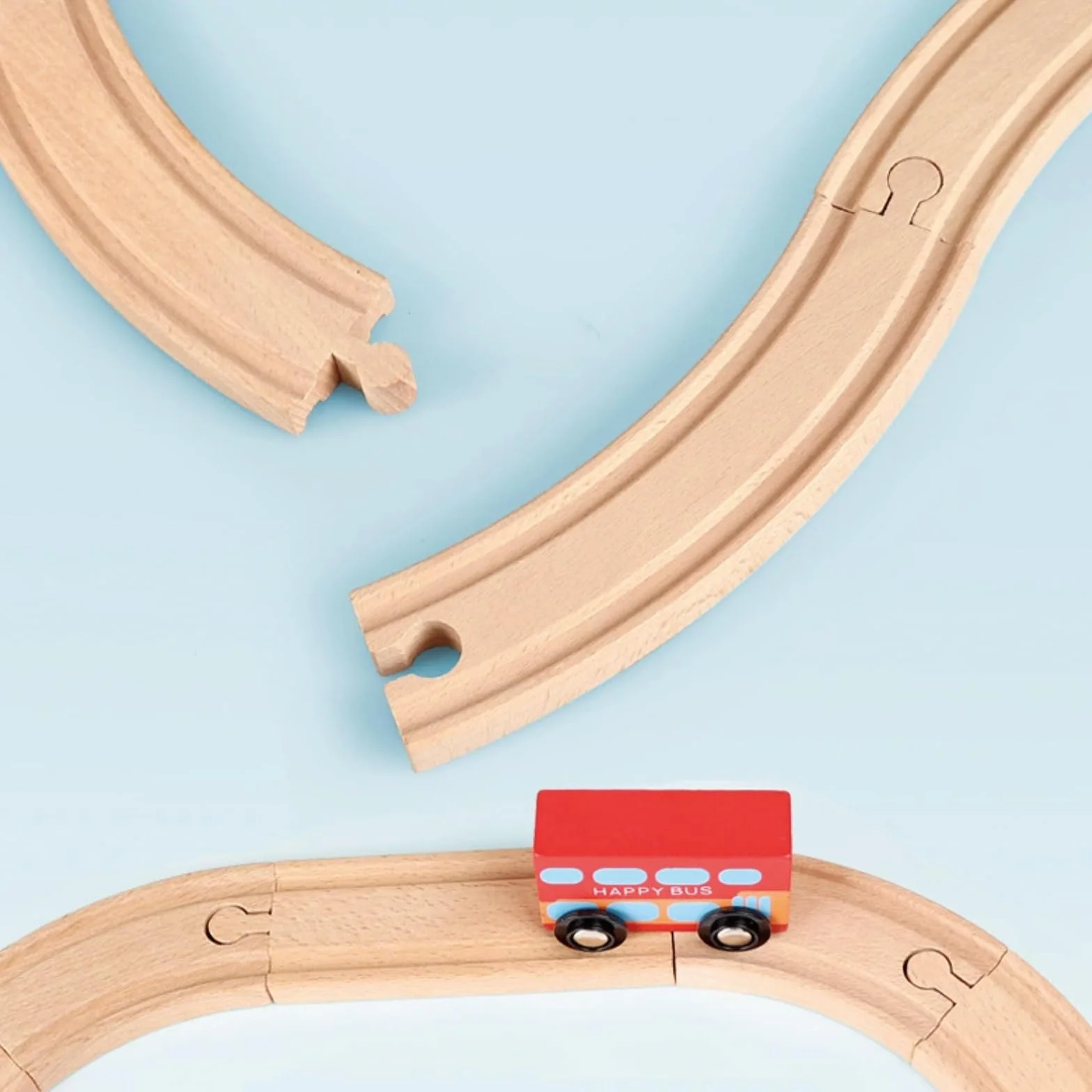 Juego de 33 rieles de ferrocarril de madera - Con riel en S, cruce y clavijas - Compatible con marcas de ferrocarril - Rieles de madera para niños de 3 años en adelante (33 piezas)