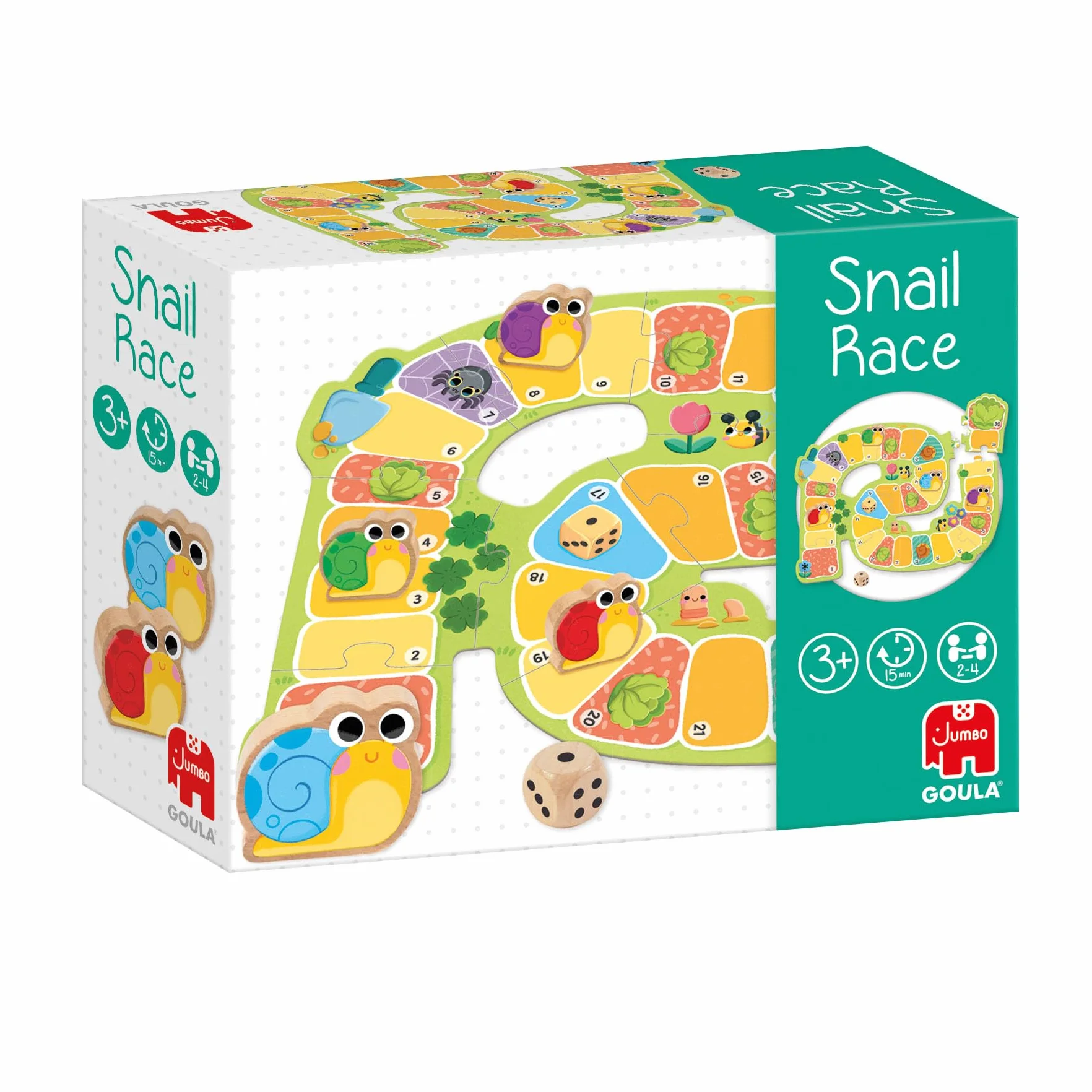 Goula Snail Race – Carrera de Caracoles, Juego de Mesa para Niños a Partir de 3 Años – Cooperativo o Competitivo con Figuras de Madera y Dado – Aprendizaje de Números y Estrategia para Niñas y Niños