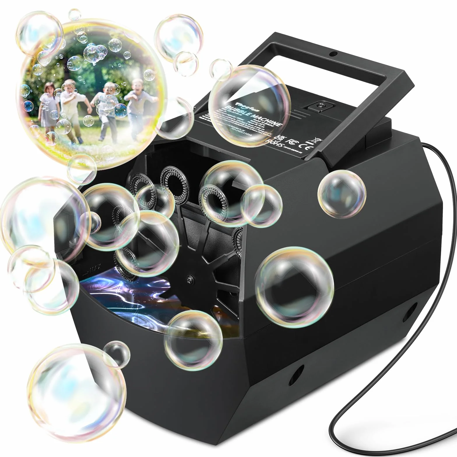 Máquina de Burbujas, Theefun 500ml Maquina de Burbujas para Niños Automático Portátil Máquina de Burbujas 1500+ Burbujas por Minuto para Niños Boda Cumpleaños Fiestas