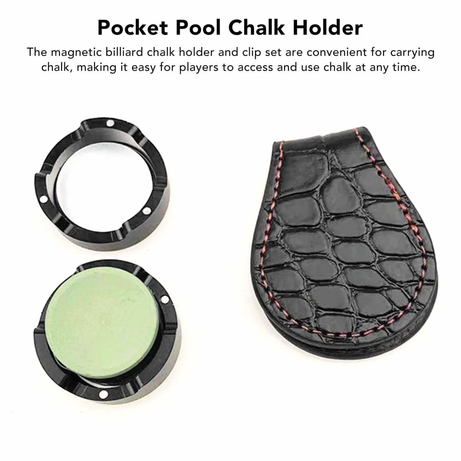 Bolsa de piel portátil para billar con clip para cinturón
