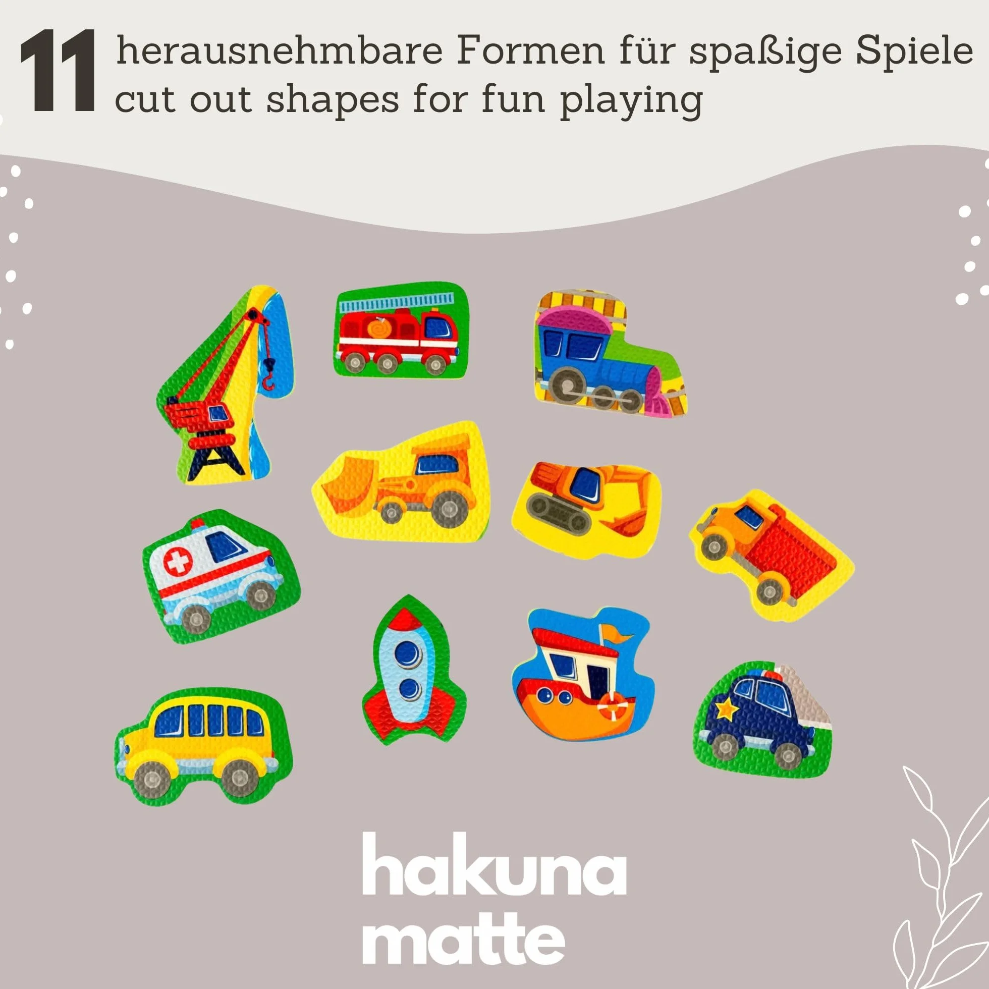 Hakuna Matte Alfombra Infantil Puzzle Diseño Coches 1,2 x 1,2m- 16 Piezas Interconectadas para el Piso - Alfombra Puzzle 20% + Gruesa – Certificado EN-71 Sin Olor – Empaque Caja de Cartón Reciclable