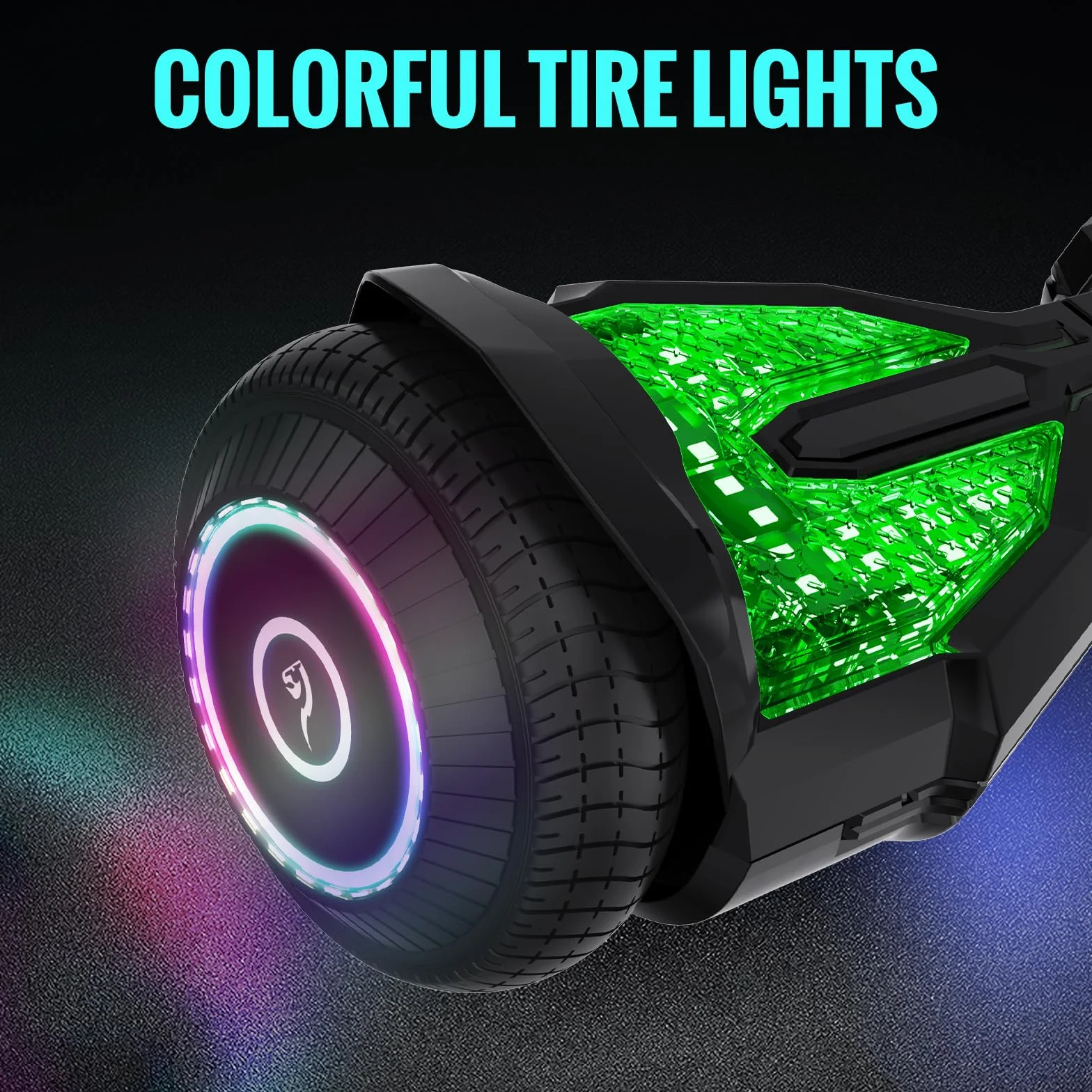 EVERCROSS EV2 Hoverboards con Asiento - 5.2 Ah Batería, 15 km/h, Música Bluetooth, Luces de Pedal de 7 Colores, Carga máxima 85 kg, Hover Board con Hoverkart para Niños, Adolescentes y Adultos Negro