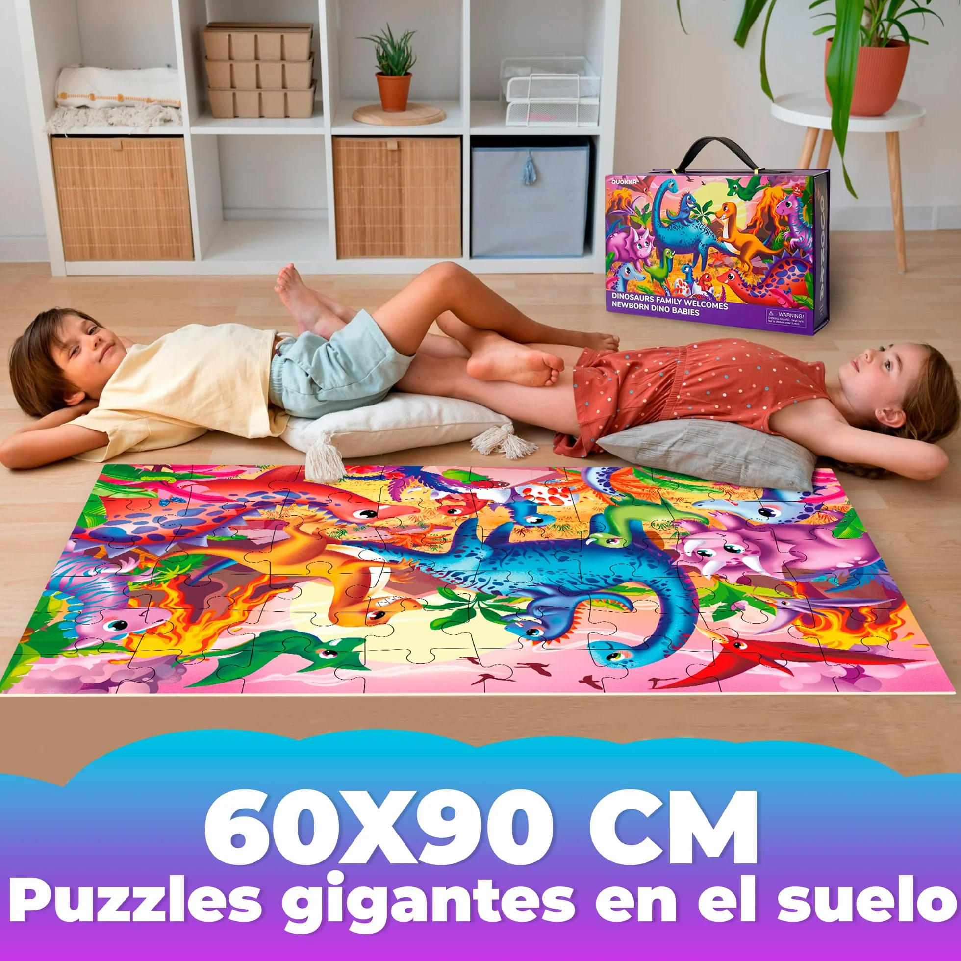 QUOKKA Puzzle Giant para Niños 3 4 5 Años - 60x90 cm 48 Piezas Puzzle XXL Gigante de Suelo Infantiles 5 6 Años - Grande Juguete Dinosaurios - Regalo Educativo para Niños y Niñas de 2 a 6