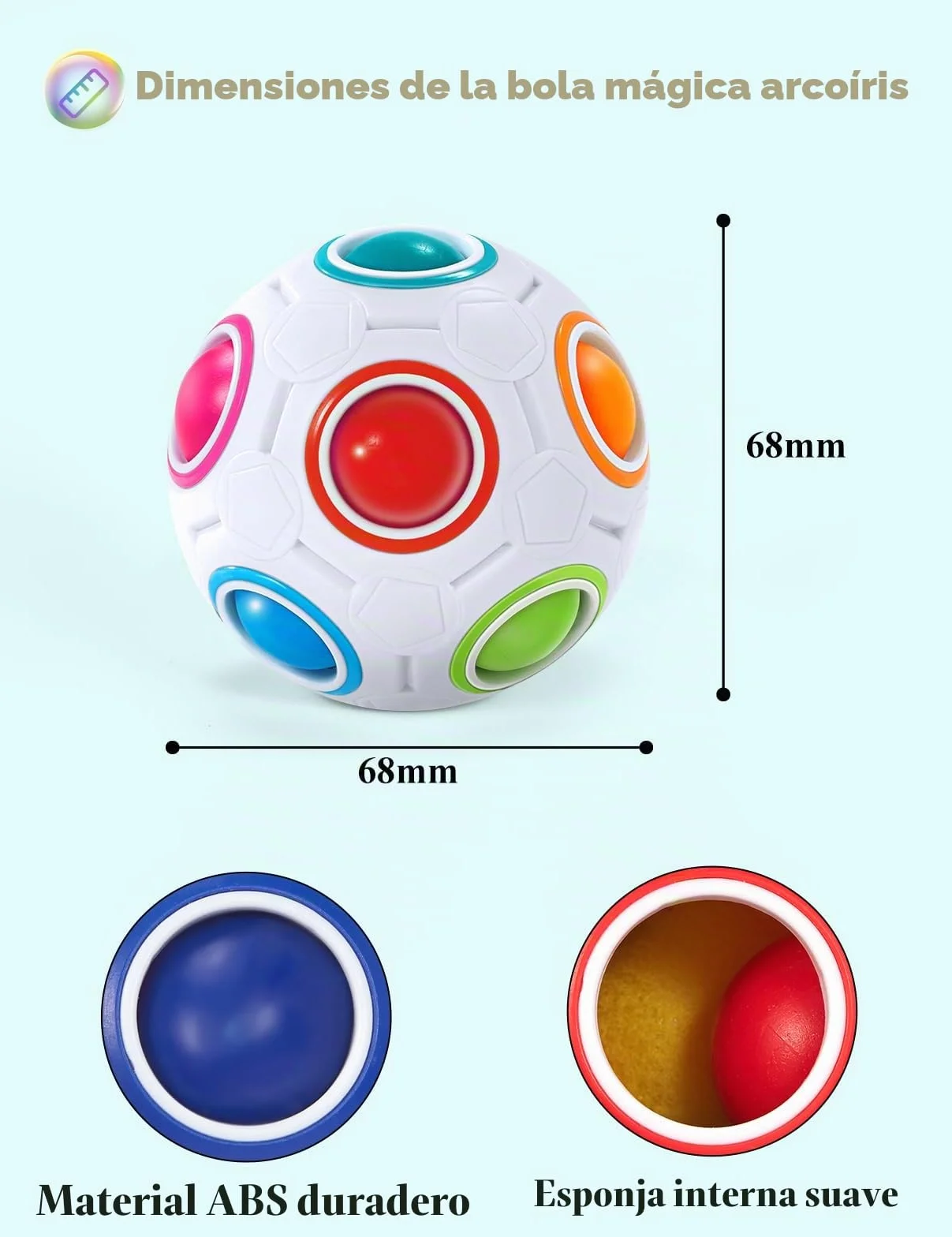 ROXENDA Rainbow Ball Magic Ball, Puzzle Brain Teaser y Bola de Estrés para Niños y Adultos