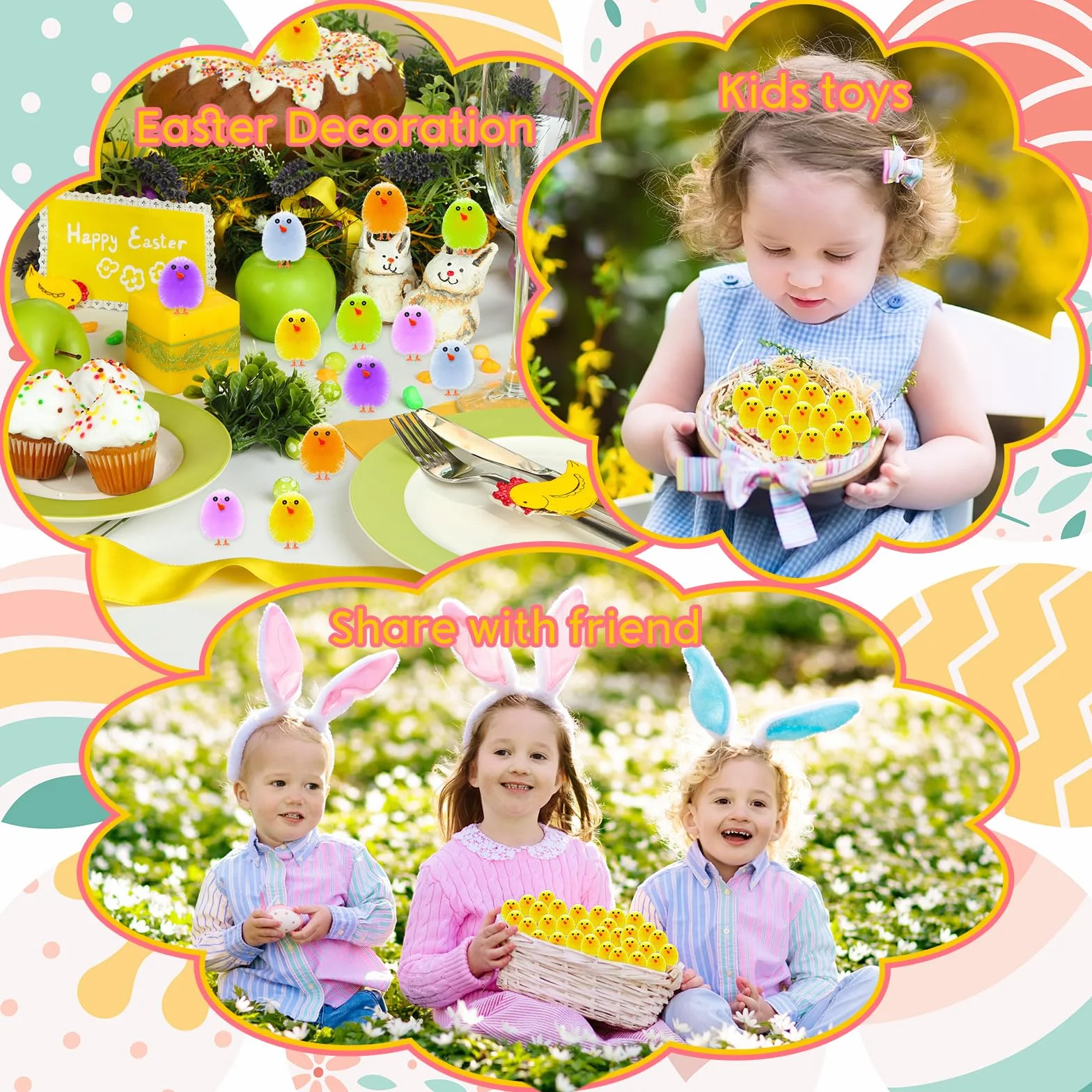 PLULON 36 Piezas Pollitos Amarillos de Pascua, Pollitos Esponjosos de Felpa para Decoración de Huevos, Fiestas de Búsqueda de Huevos y Detalles de Pascua