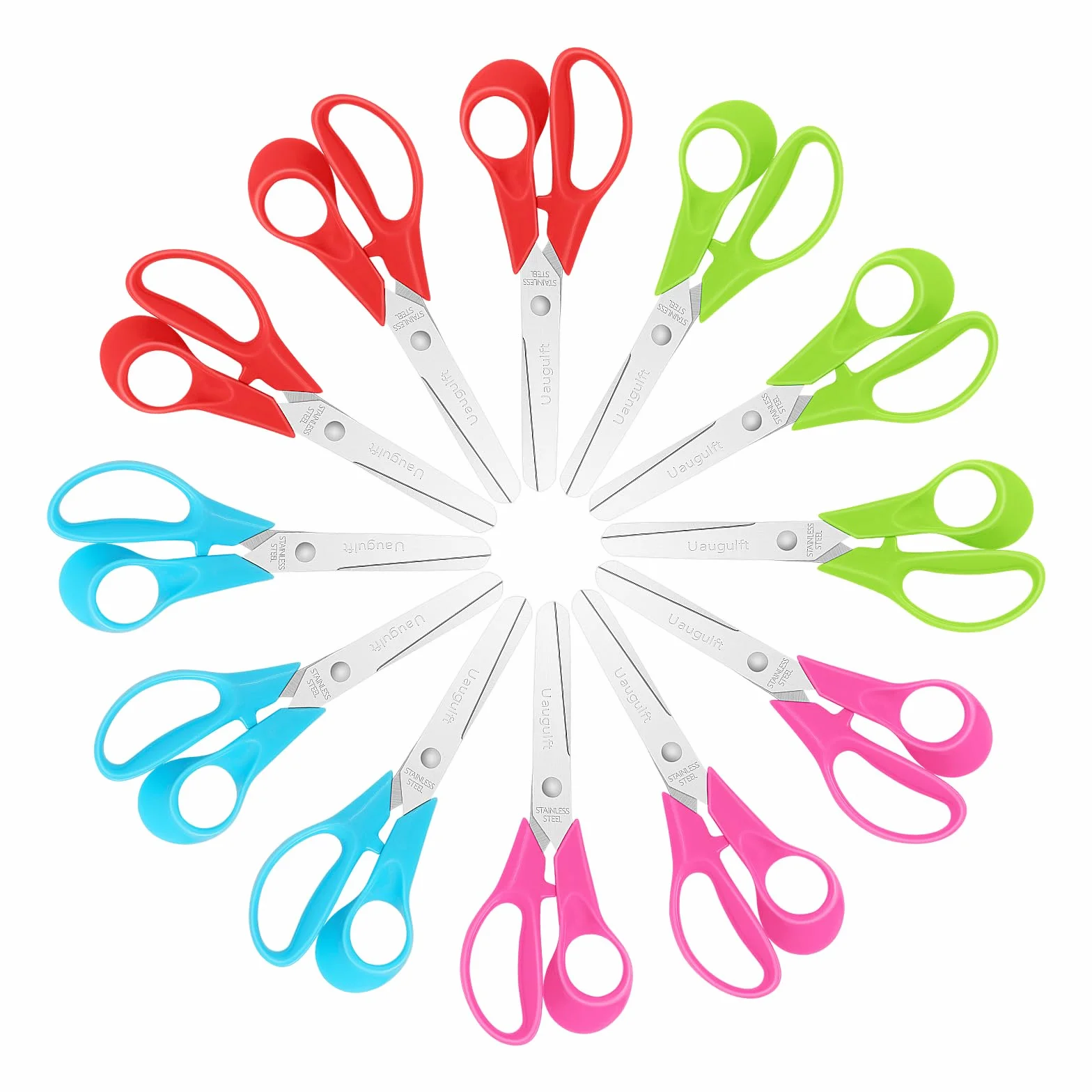 Tijeras para niños, tijeras de seguridad para niños con cuchillas de punta roma de acero inoxidable y mango ergonómico, ideales para la escuela y aulas, 12 pulgadas, paquete de