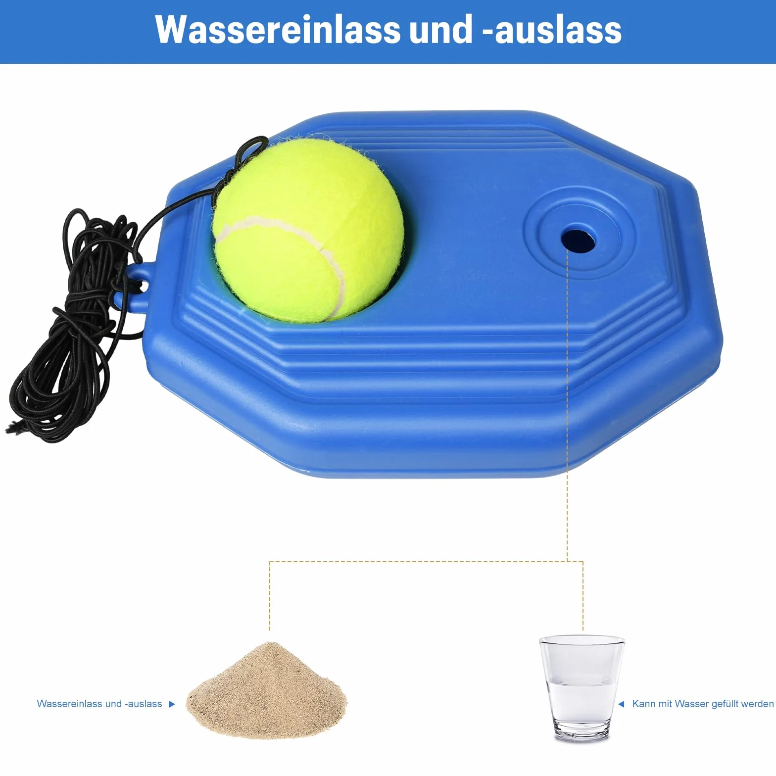 Entrenador de Tenis con Cuerda y Pelota de Entrenamiento, Herramienta de Autoaprendizaje