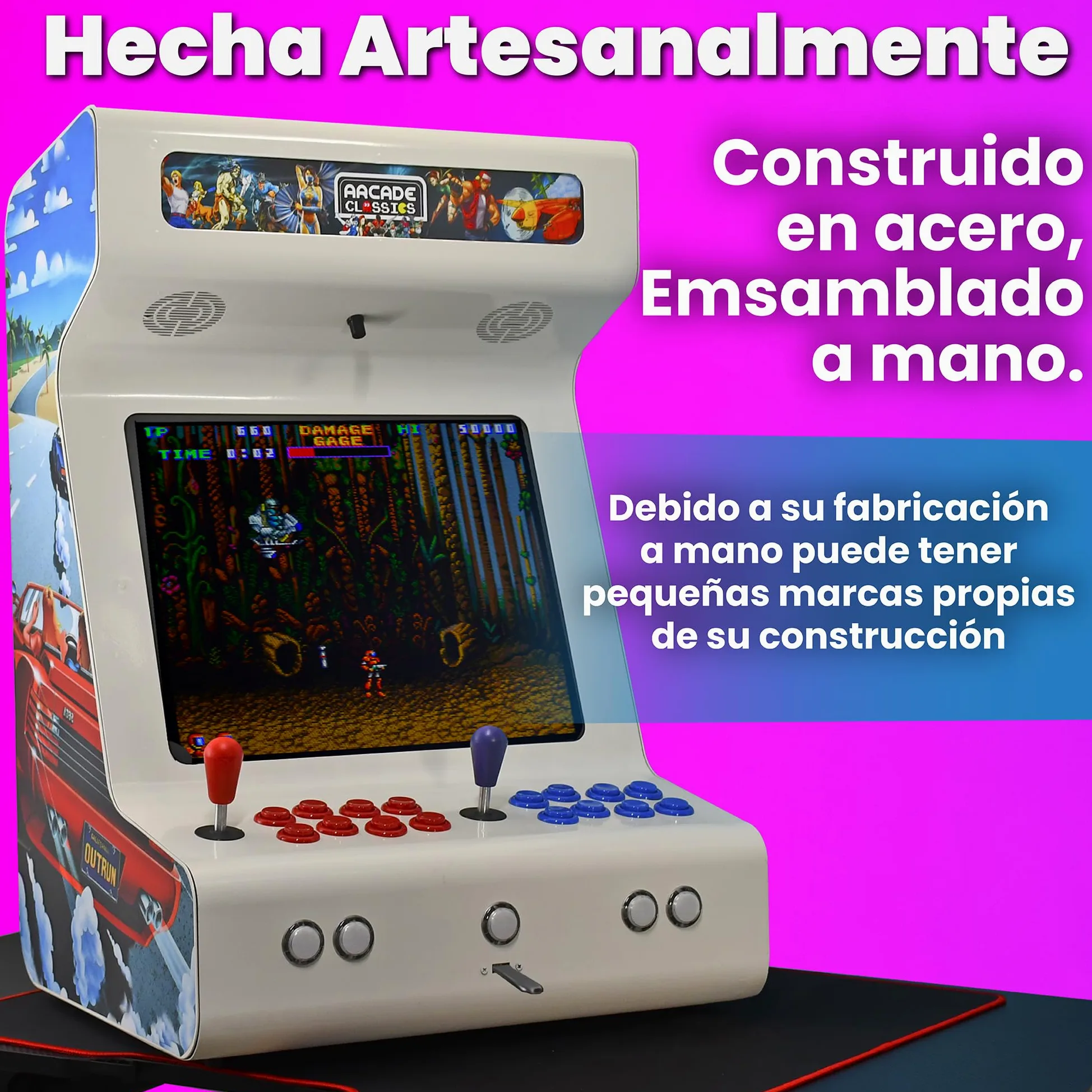 Arcade recreativa, Construida en Acero, 8 Botones Arcade de Tipo Americano, Intel N100 16GB RAM y 256GB SSD, Dual Boot Windows 11 y Batocera, Podrás añadir tu Propia librería Steam, Modelo Blanco