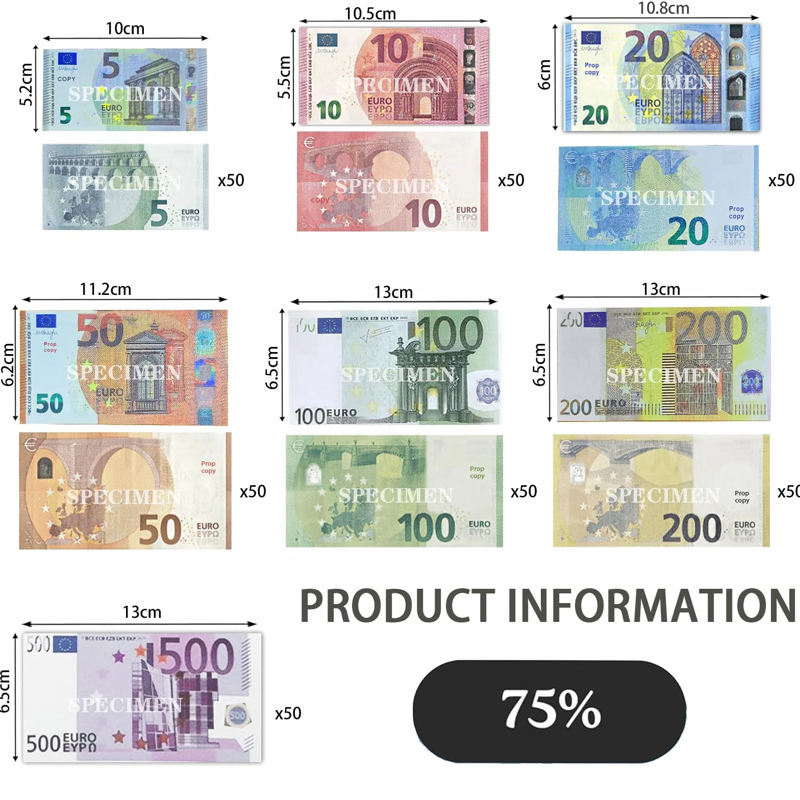 350 PCS Billetes Juguete, Billetes Falsos 5/10/20/50/100/200/500 Billetes de Juguete, para Aprender, Caja Registradora Juguete, Jugar a Roles y Disfrutar del Juego