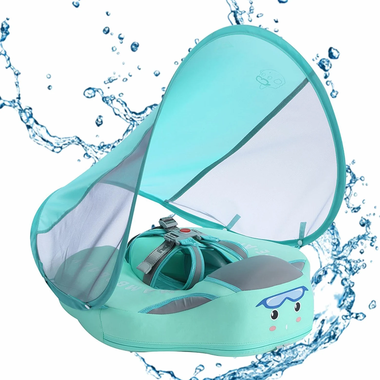 Flotador para Bebé con Sombrilla Flotadores para Niños Pequeños Antivuelco | Antivuelco Con Sombrilla Protectora Desmontable Para Viajes De Verano, Lagos Y Bañeras Exteriores - Para Bebés De 3 A 24