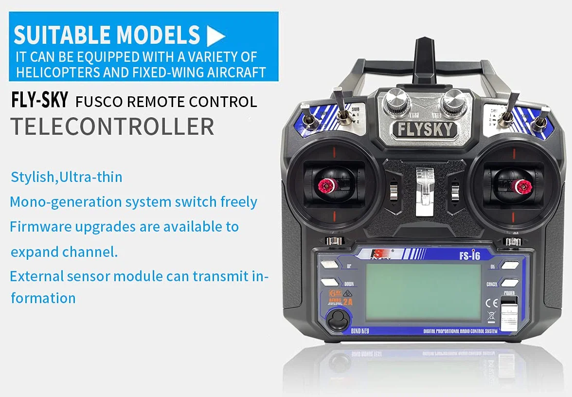 Flysky FS-i6 6 Canales Transmisor RC y Receptor FS-iA6 2.4GHz inalámbrico para Aviones y Helicópteros RC