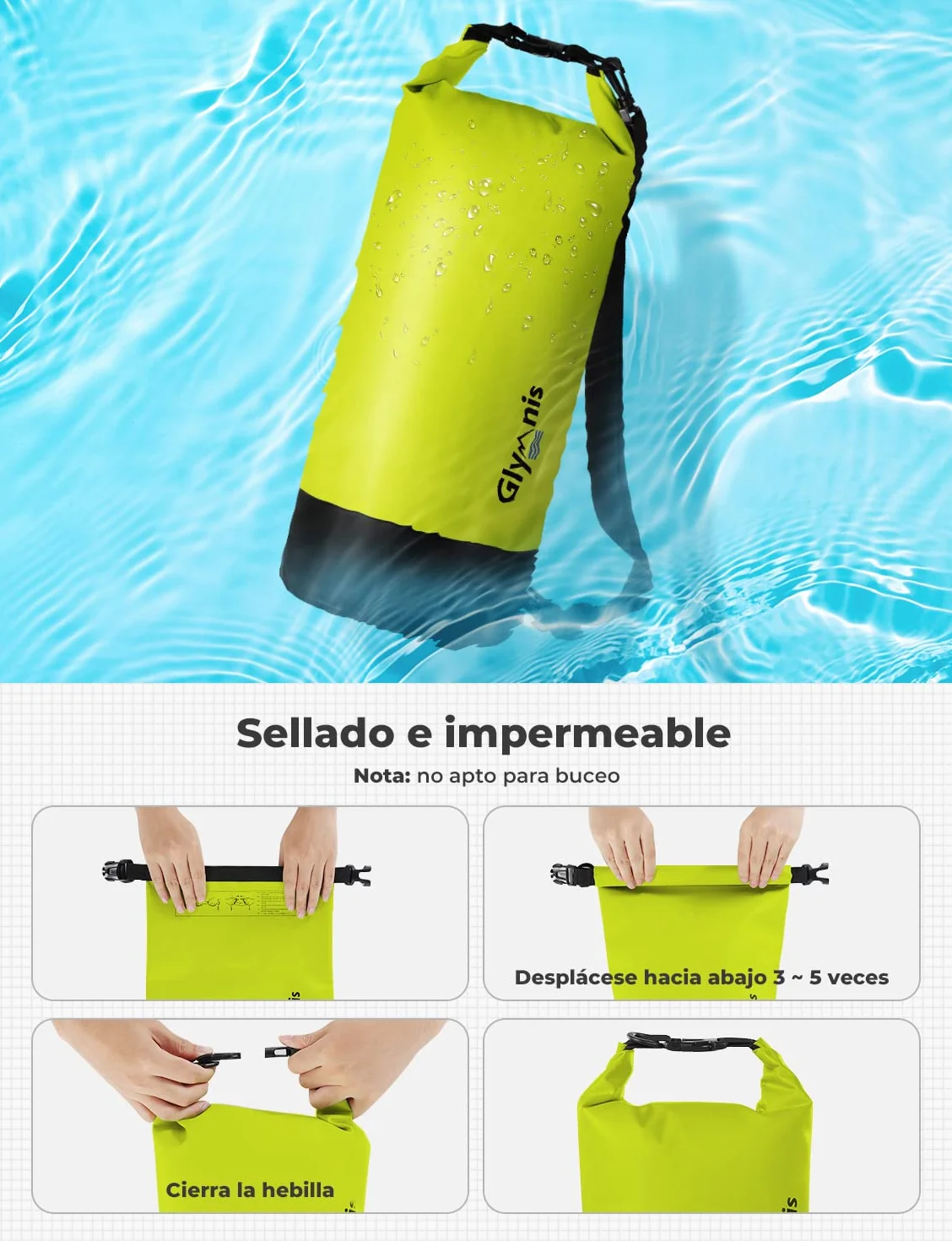 Glymnis Bolsa Impermeable 5 L 10 L 20 L para Rafting Kayak Playa Senderismo