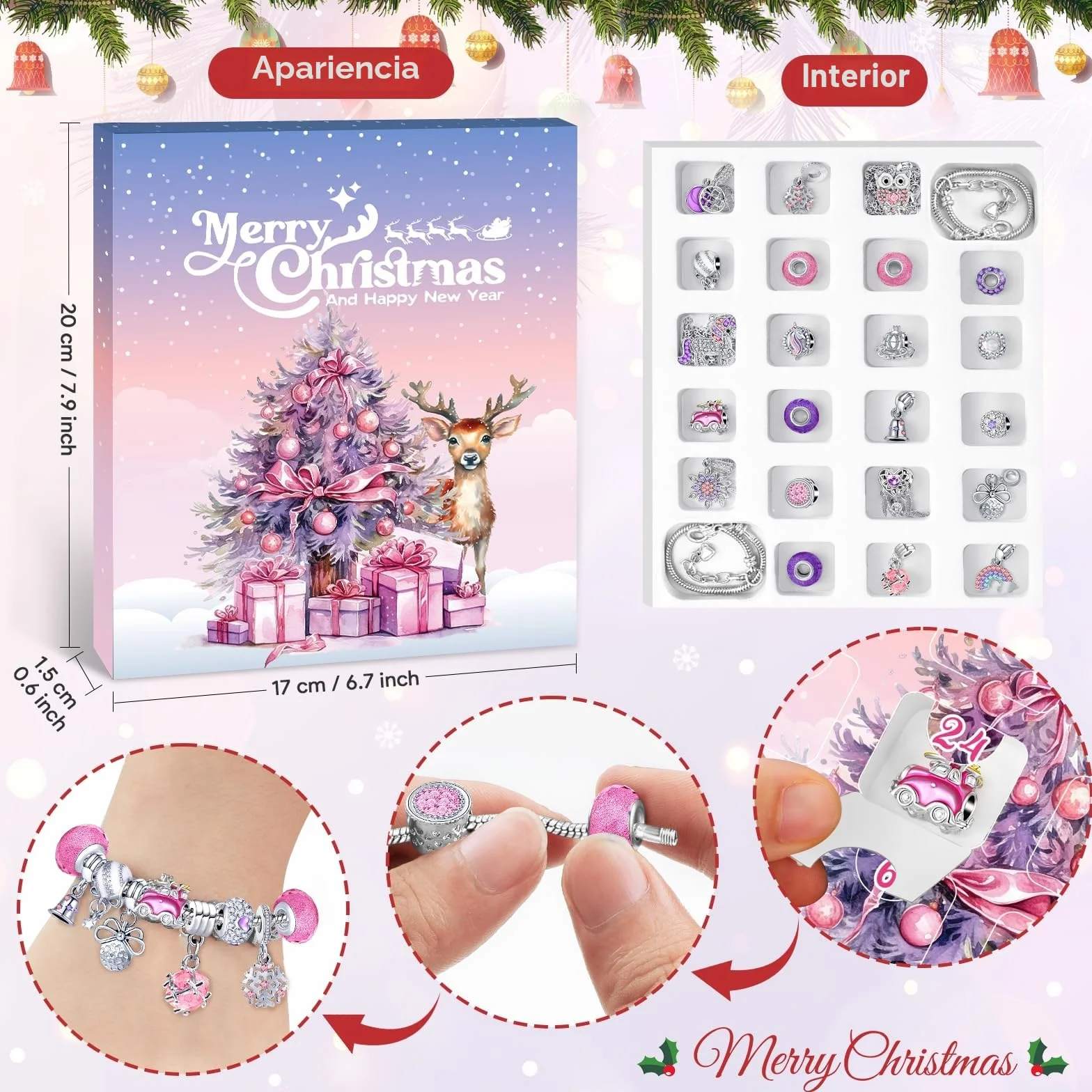 Calendario Adviento Kinder, Calendario de Adviento 2025 DIY Joyas Kit Relleno Regalos Niños Mujer Niña Adultos Infantil, 24 Personalizado Pulseras Collares Charms 5 6 7 8 9 10 11 12 Años