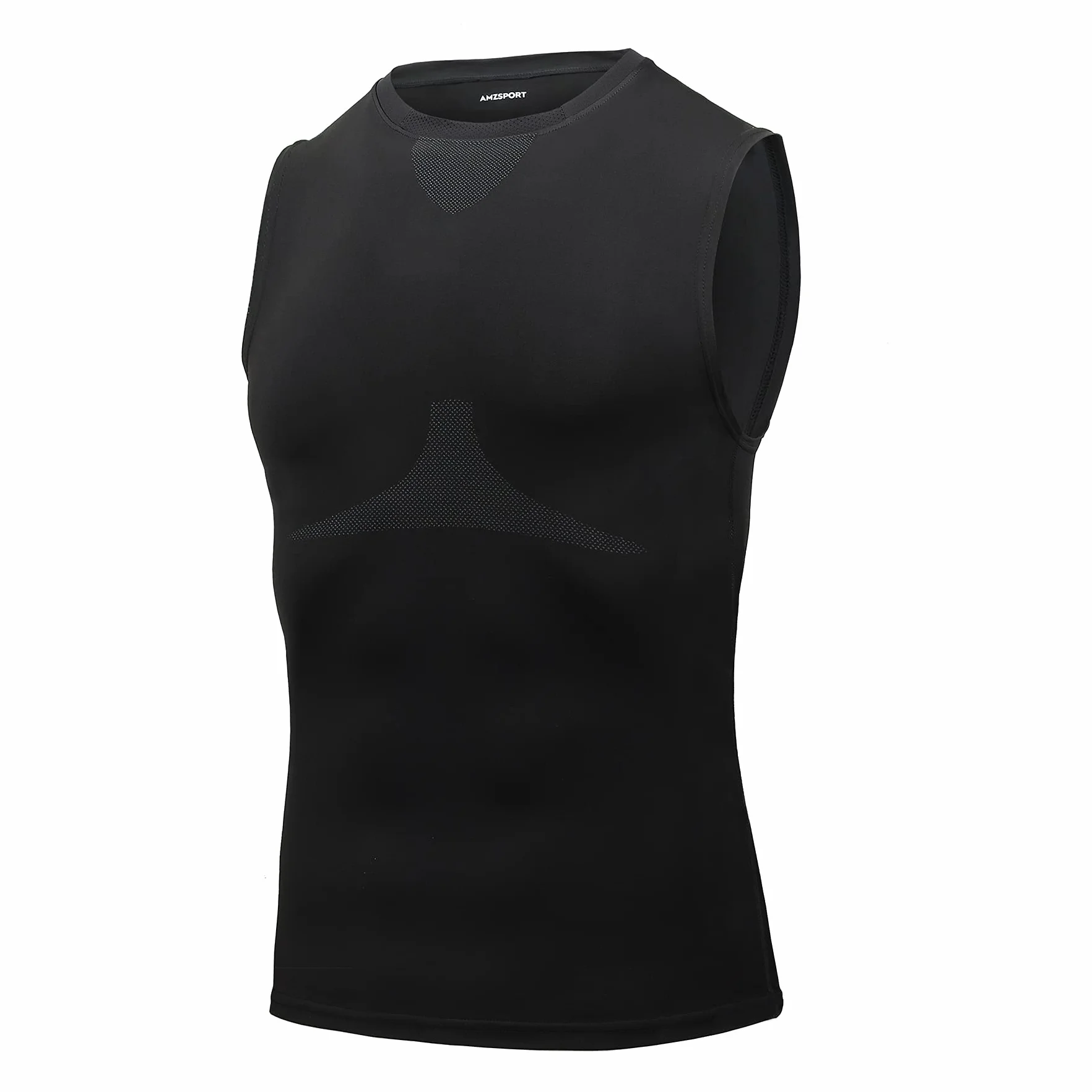 AMZSPORT Camiseta de Compresión Sin Mangas para Hombre, Chaleco de Gimnasio de Secado Rápido